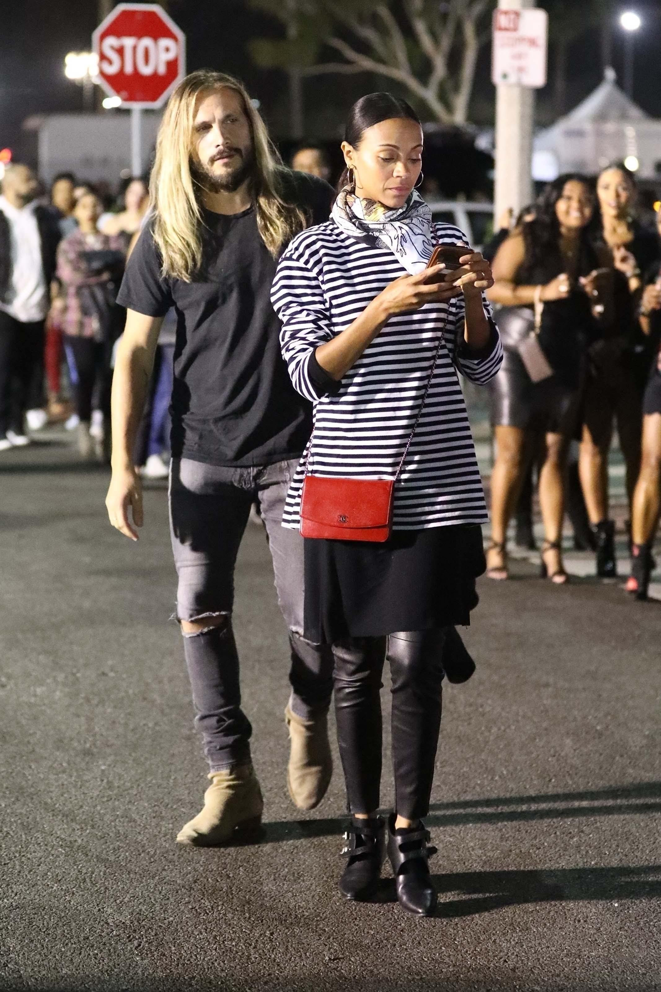 Zoe Saldana arrives at Jay Z and Beyonce’s concert