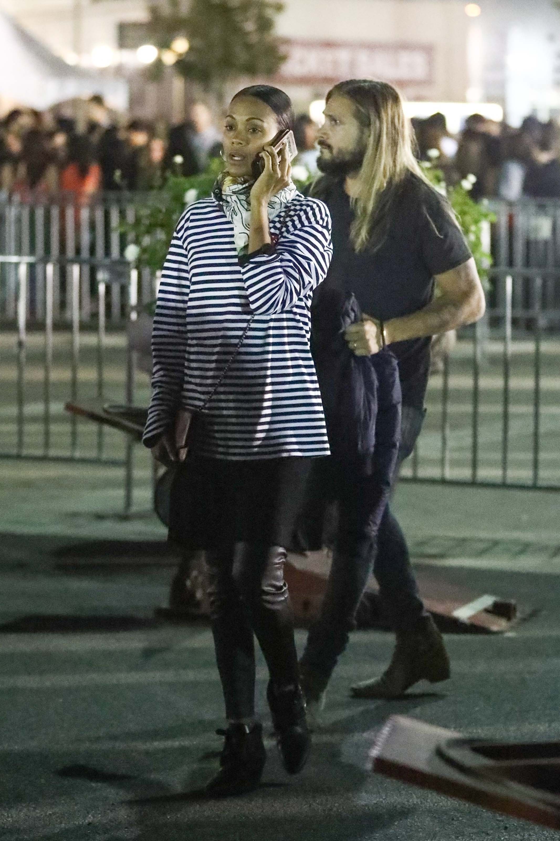 Zoe Saldana arrives at Jay Z and Beyonce’s concert