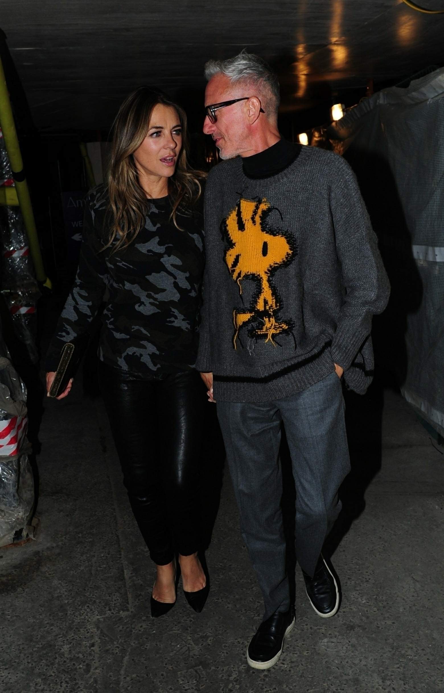 Elizabeth Hurley out for dinner