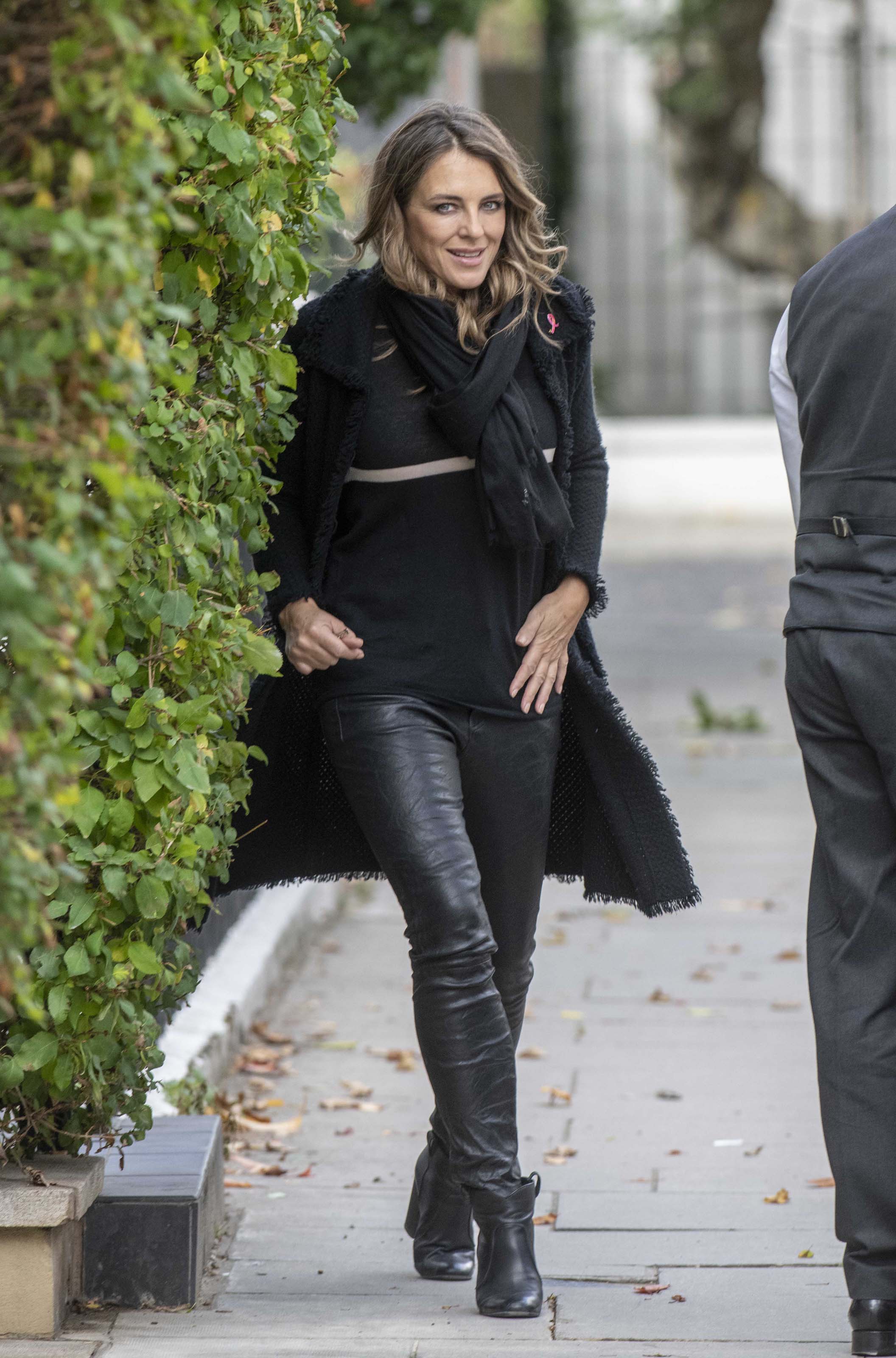 Elizabeth Hurley leaving her London Home