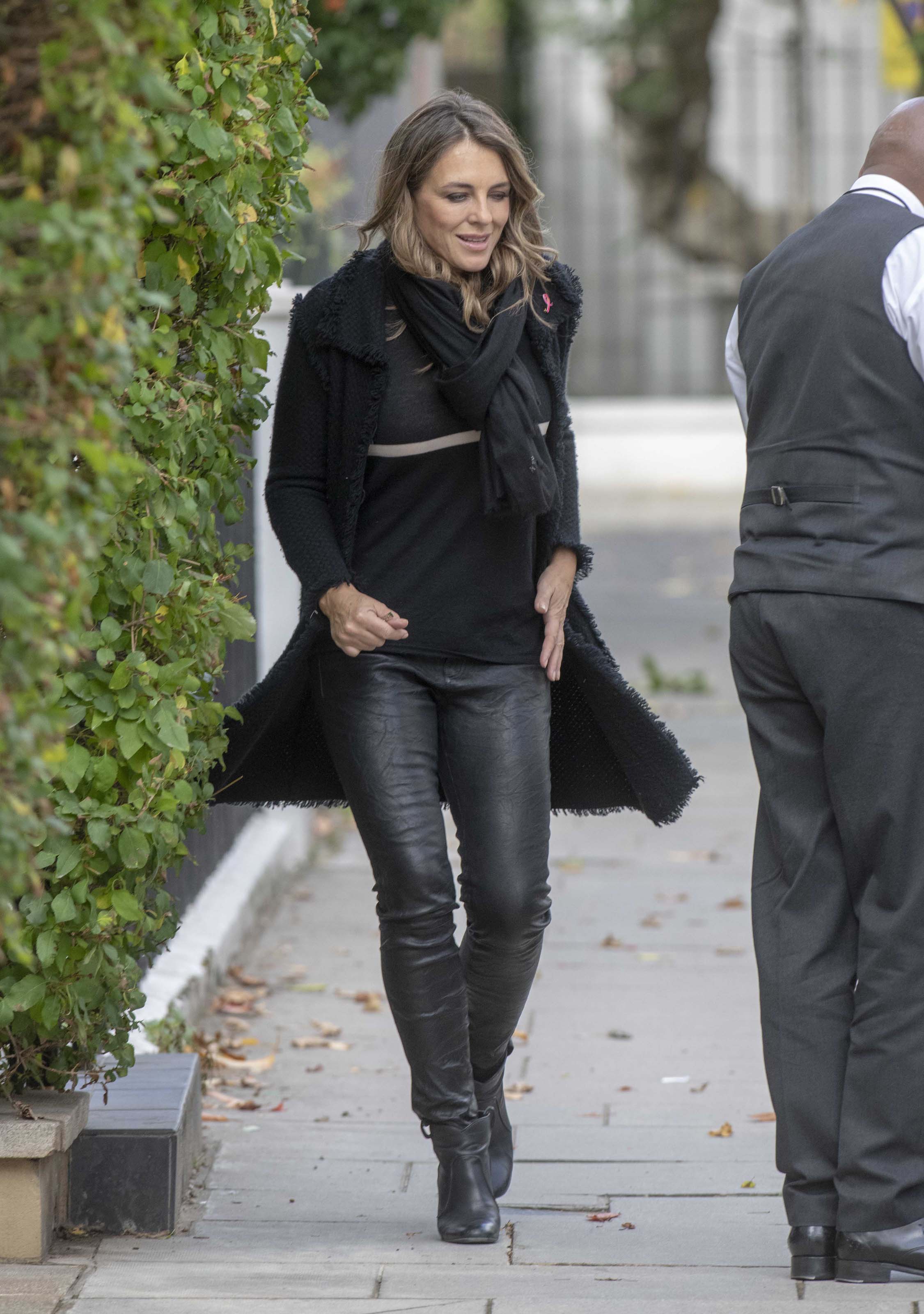 Elizabeth Hurley leaving her London Home