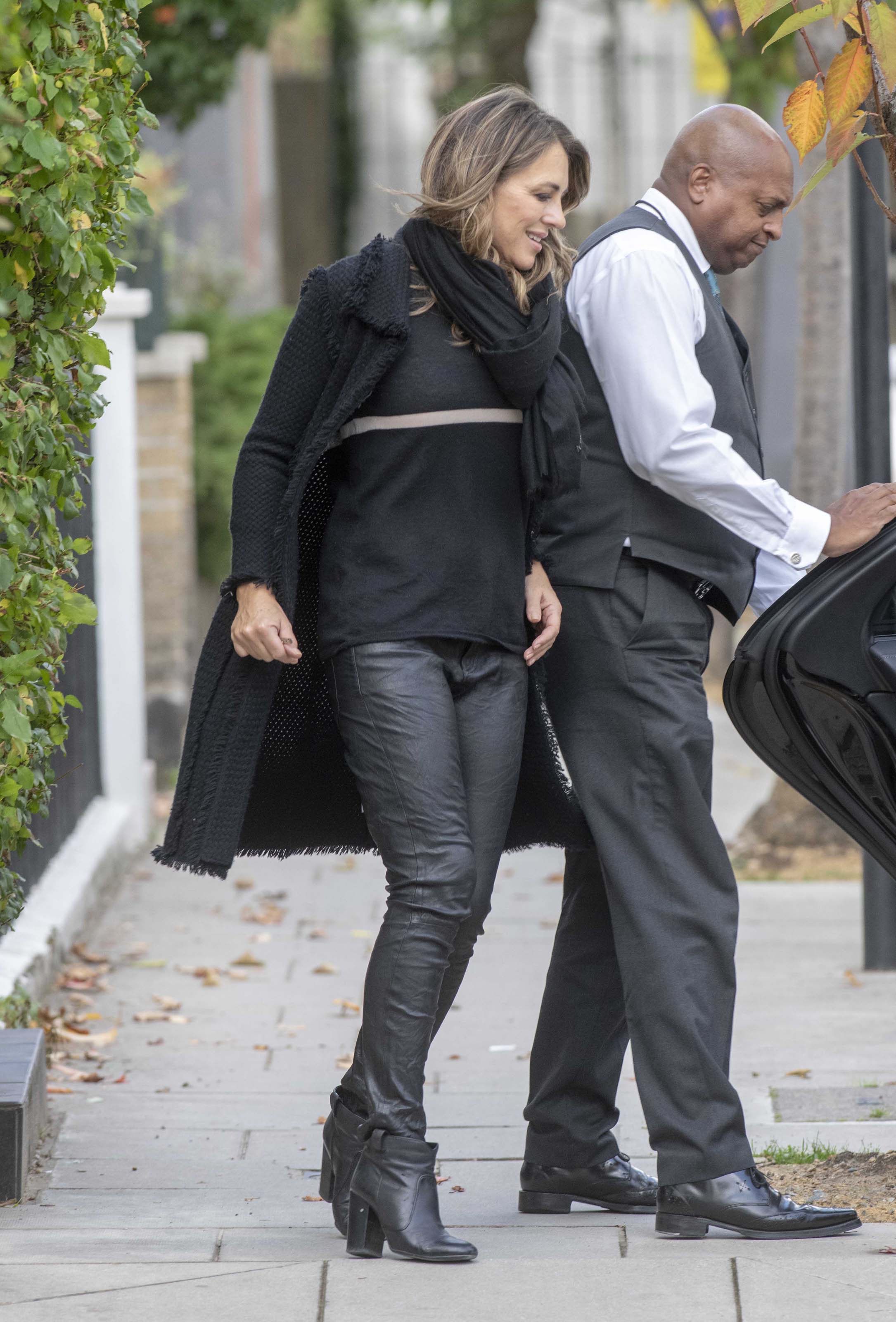 Elizabeth Hurley leaving her London Home