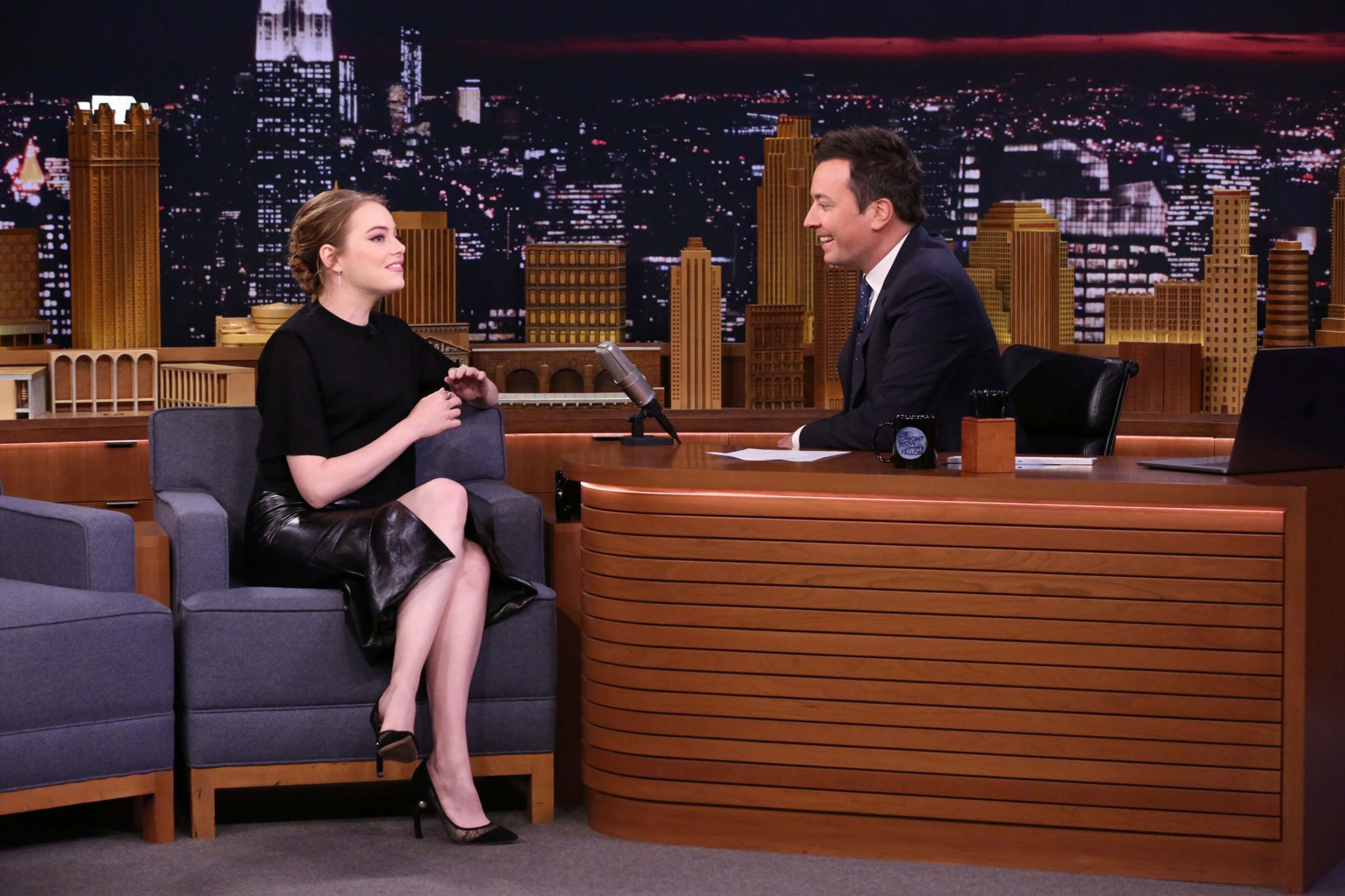 Emma Stone attends The Tonight Show