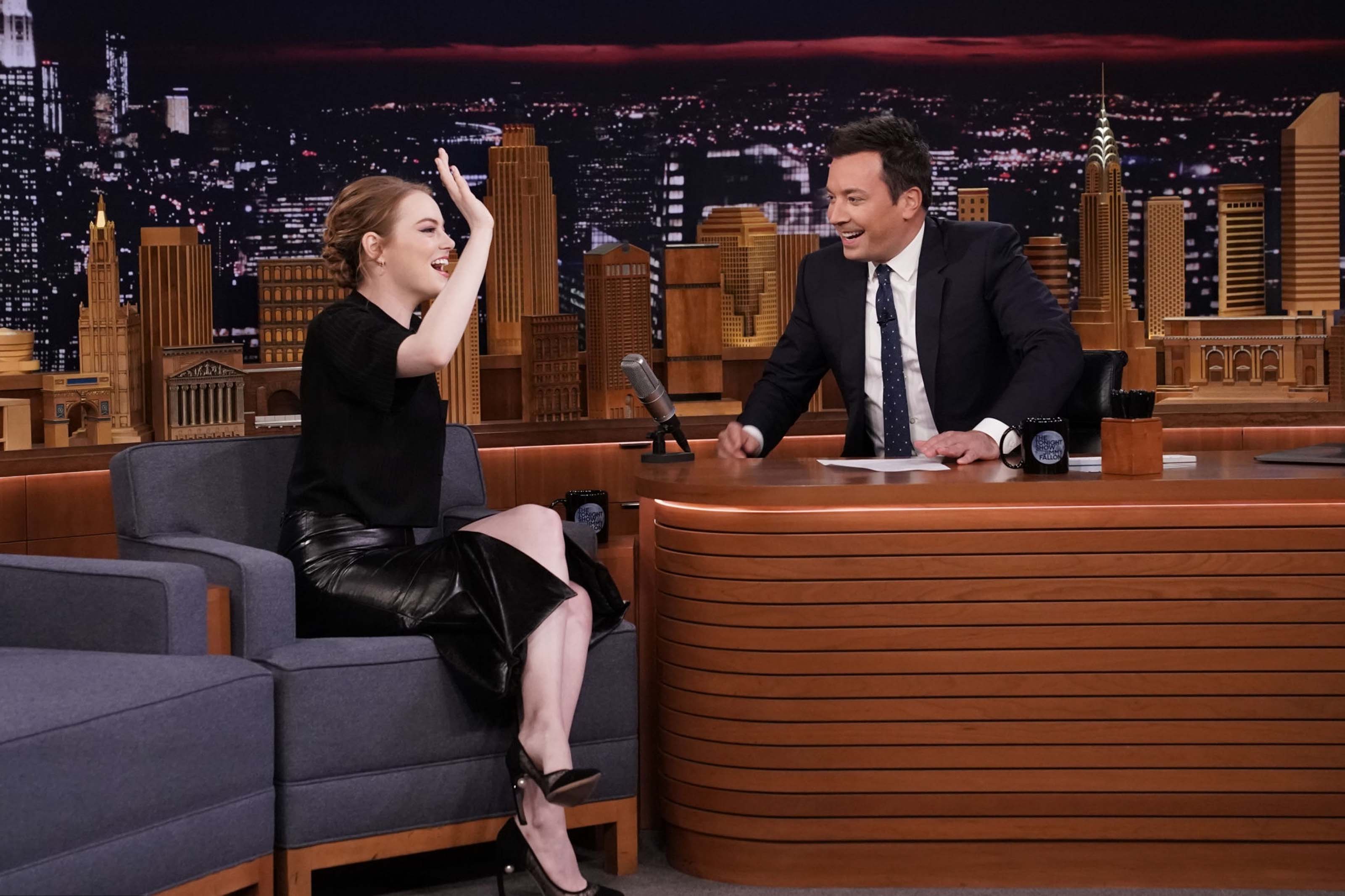 Emma Stone attends The Tonight Show