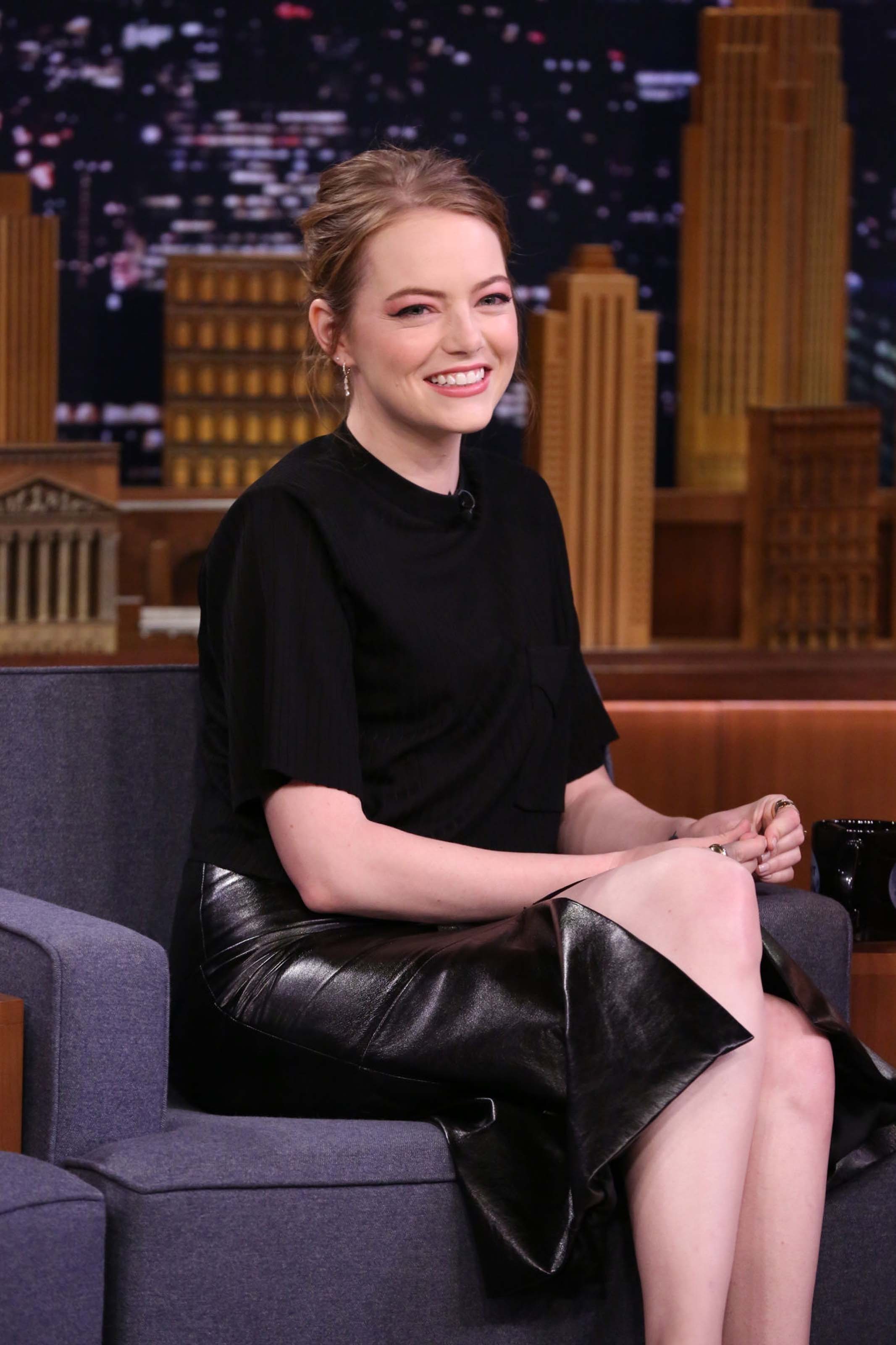 Emma Stone attends The Tonight Show