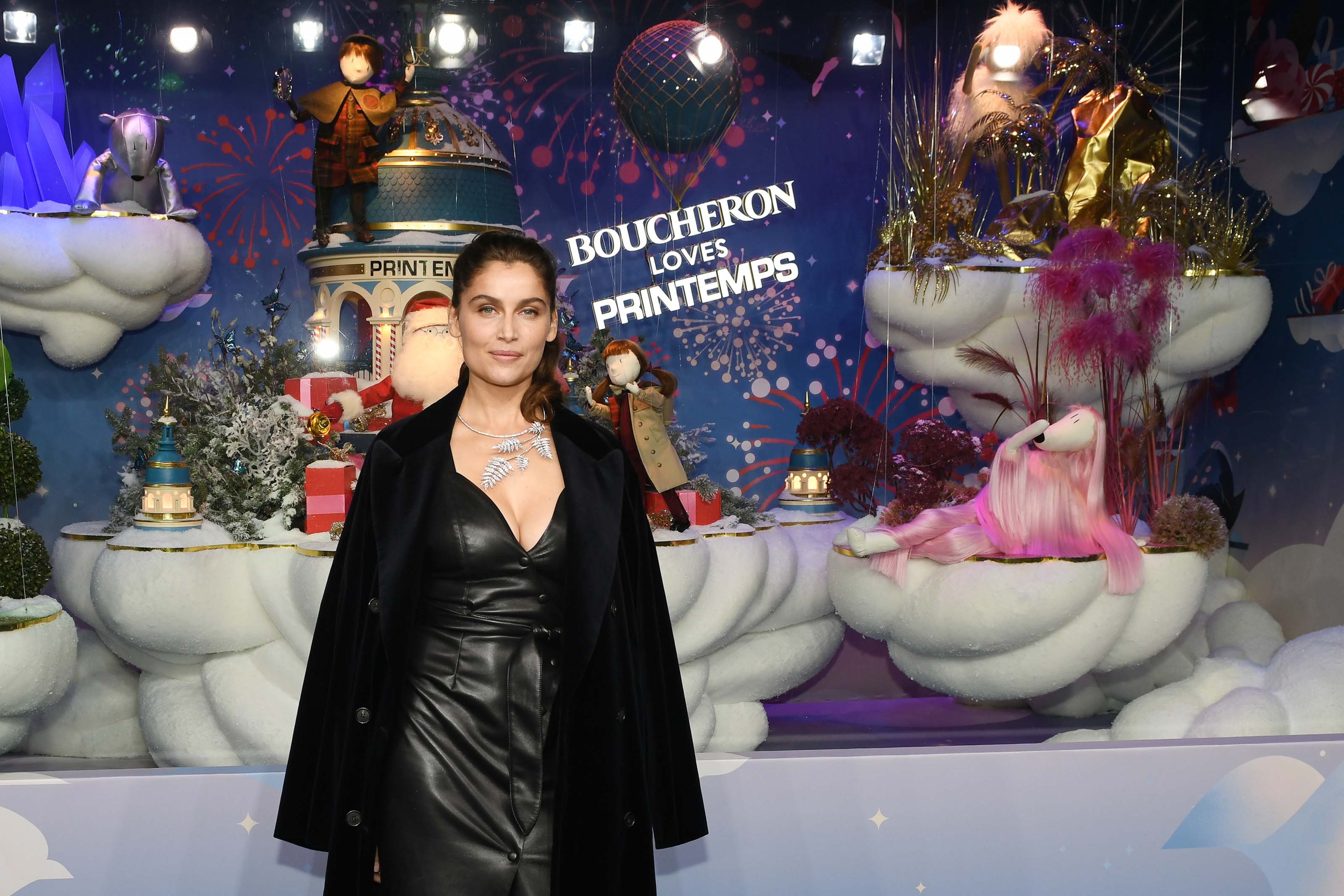 Laetitia Casta attends Le Printemps Christmas Decorations Launch