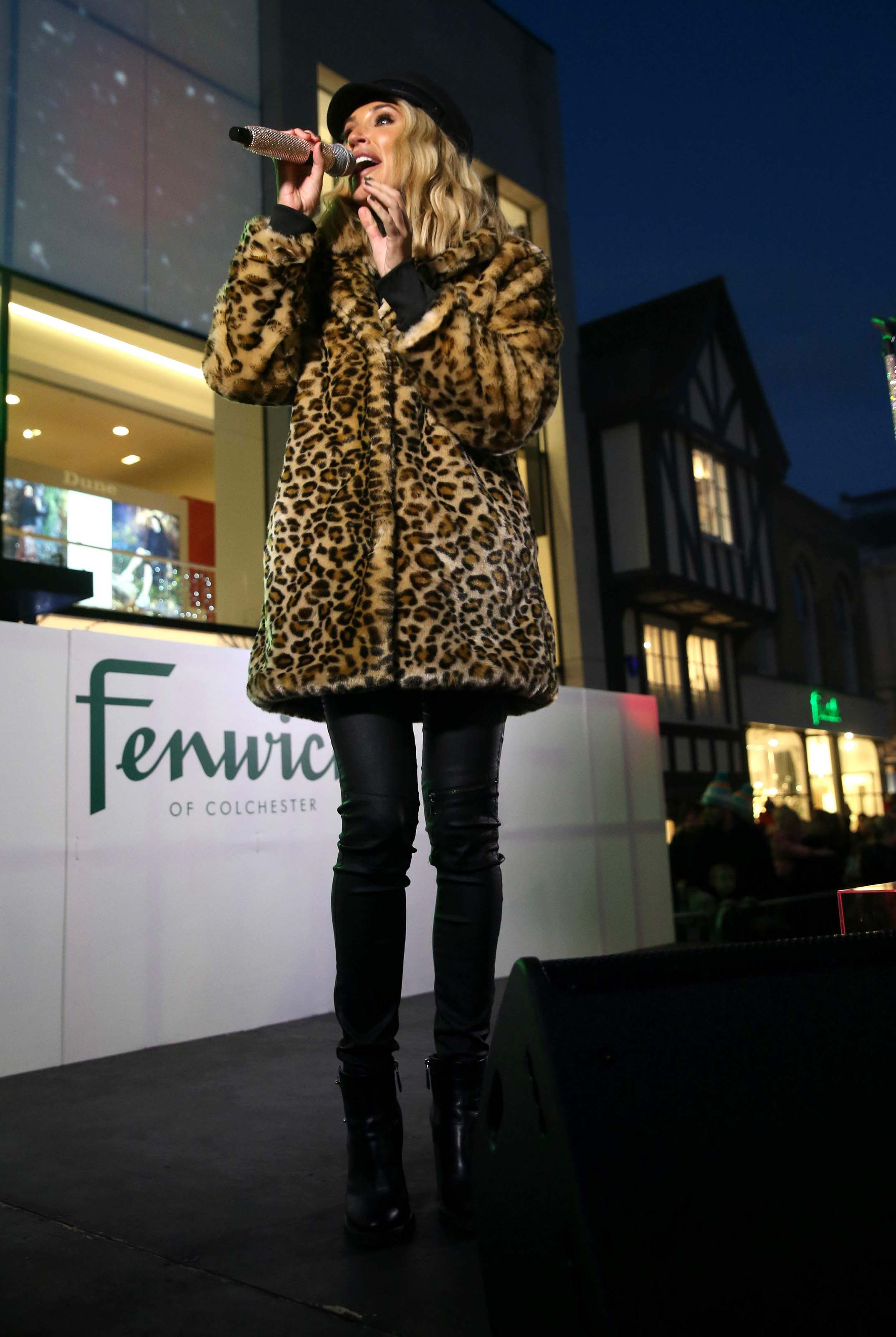 Megan McKenna performs at the Colchester Christmas lights switch