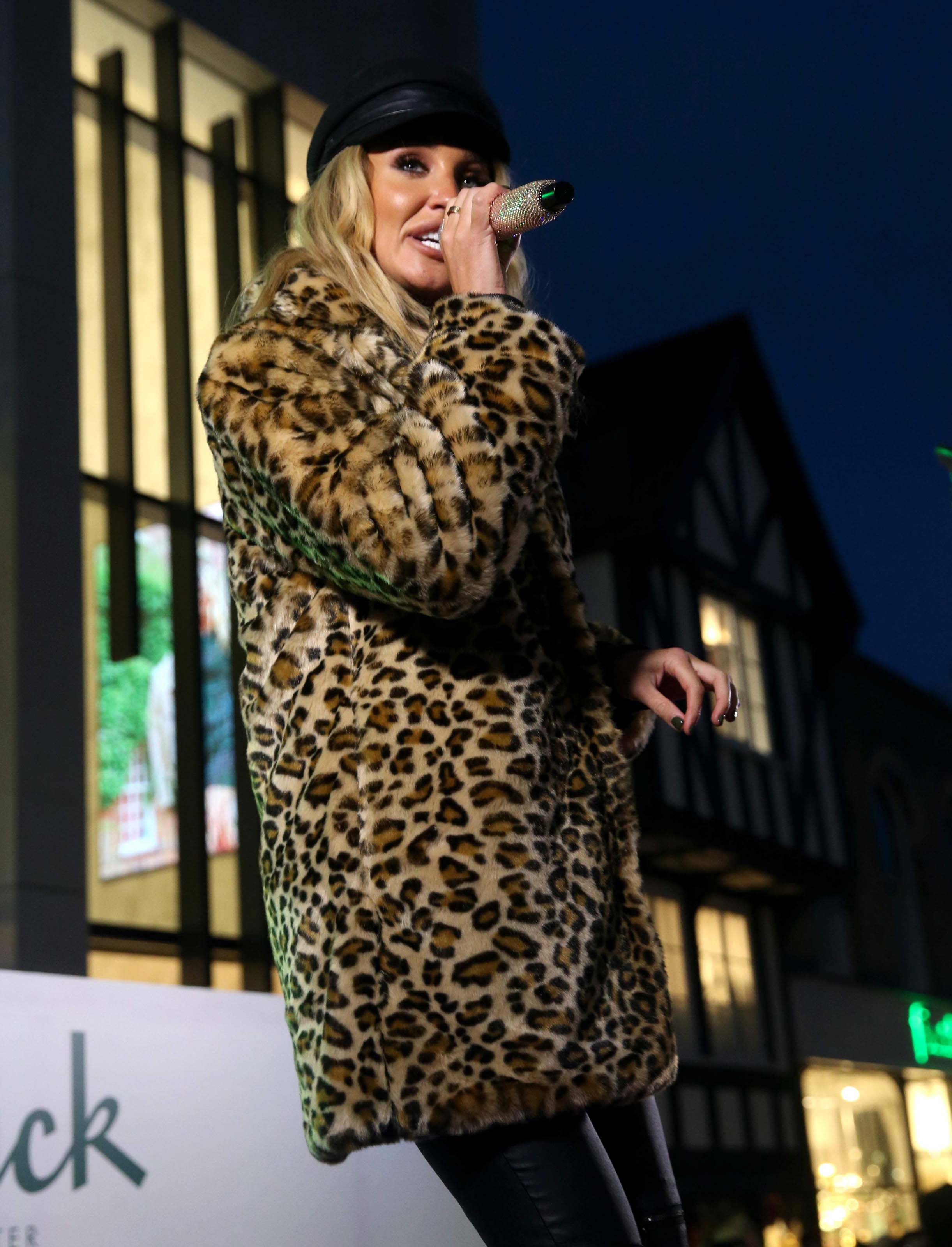Megan McKenna performs at the Colchester Christmas lights switch