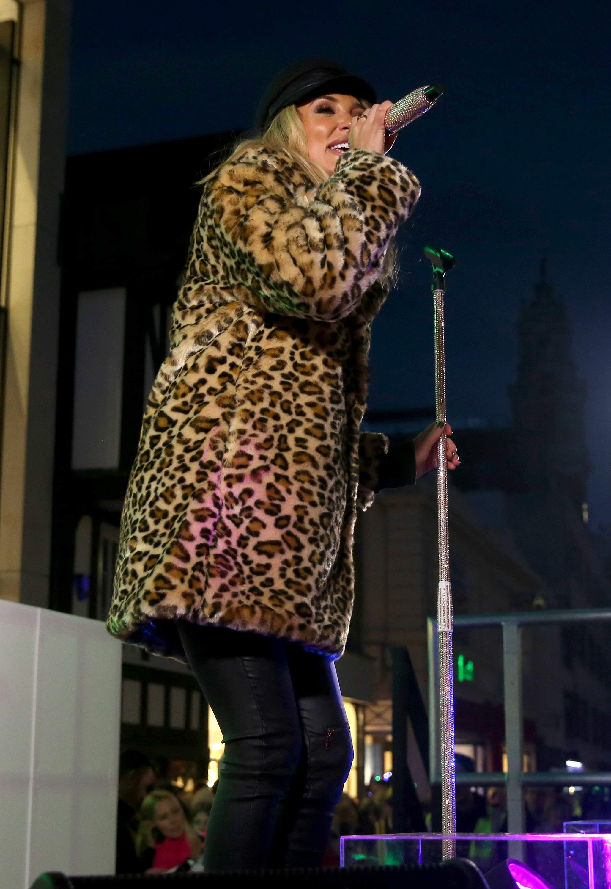 Megan McKenna performs at the Colchester Christmas lights switch