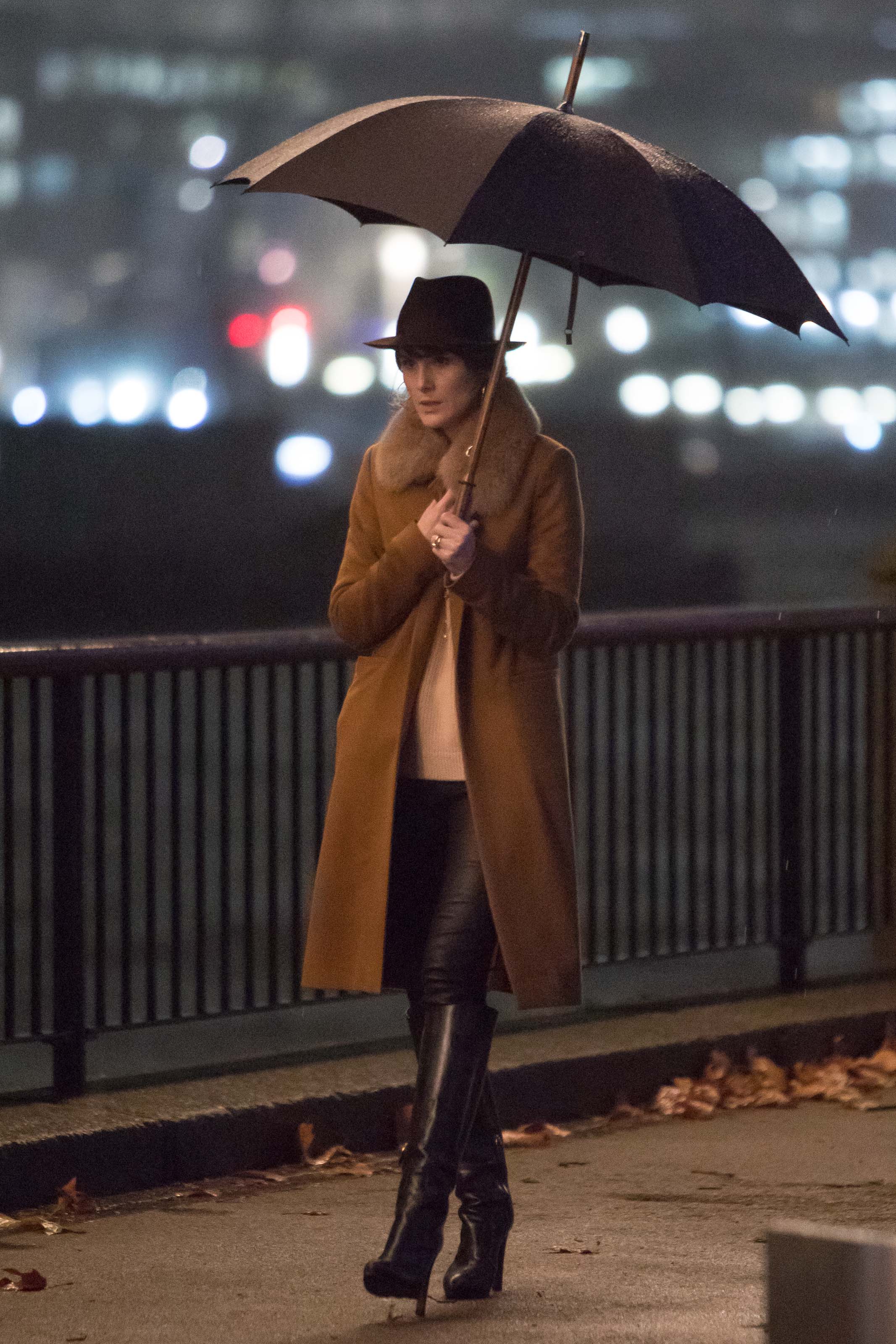 Michelle Dockery filing scenes on the banks of the Thames Southbank