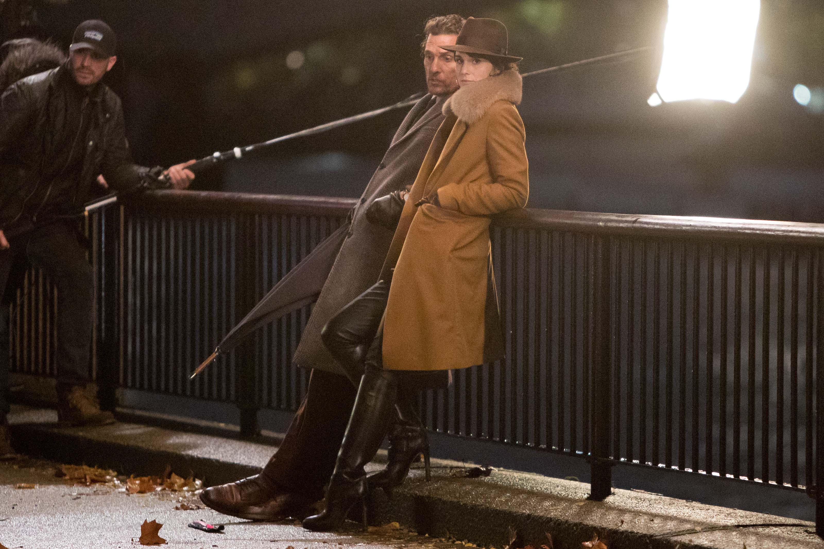 Michelle Dockery filing scenes on the banks of the Thames Southbank