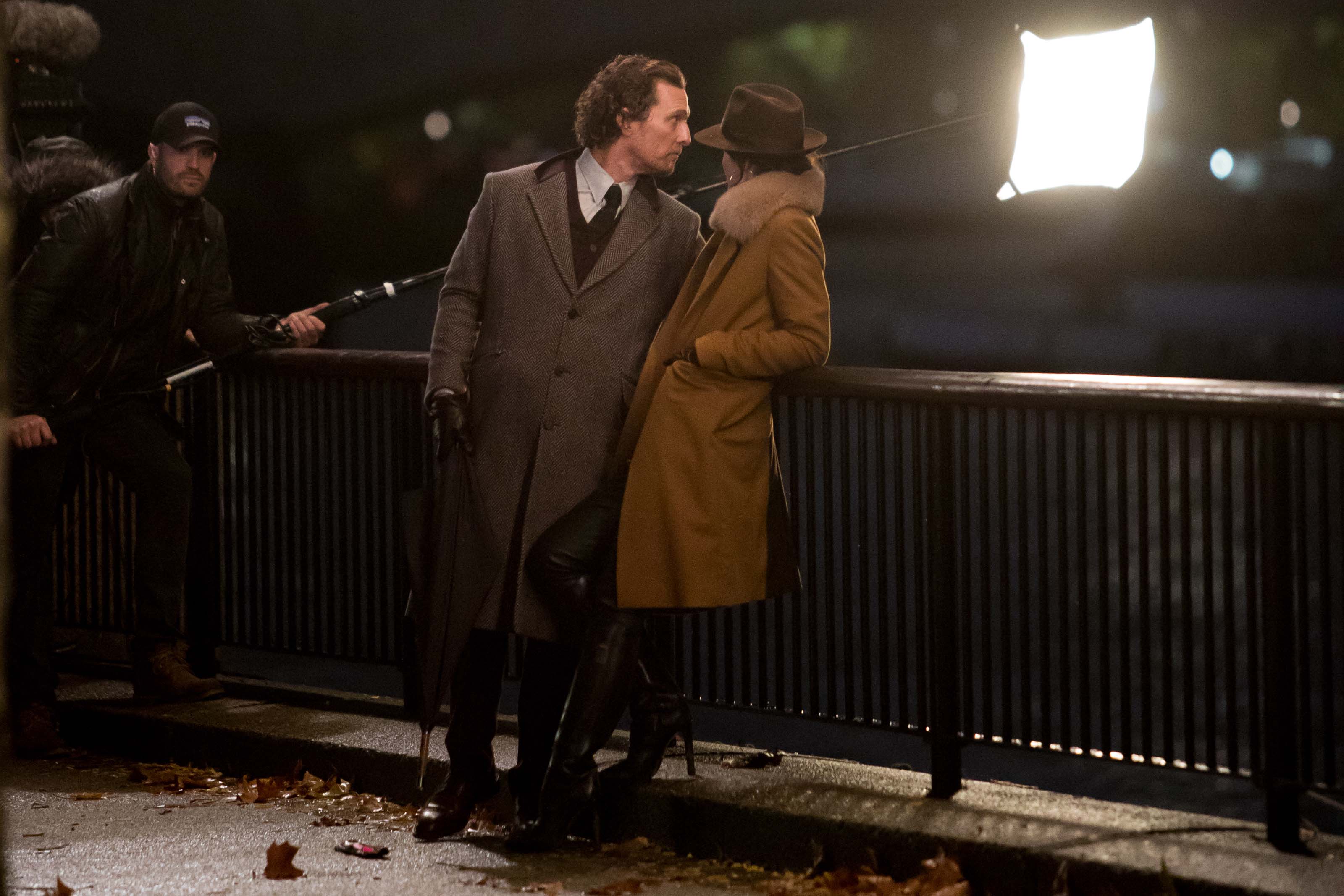 Michelle Dockery filing scenes on the banks of the Thames Southbank