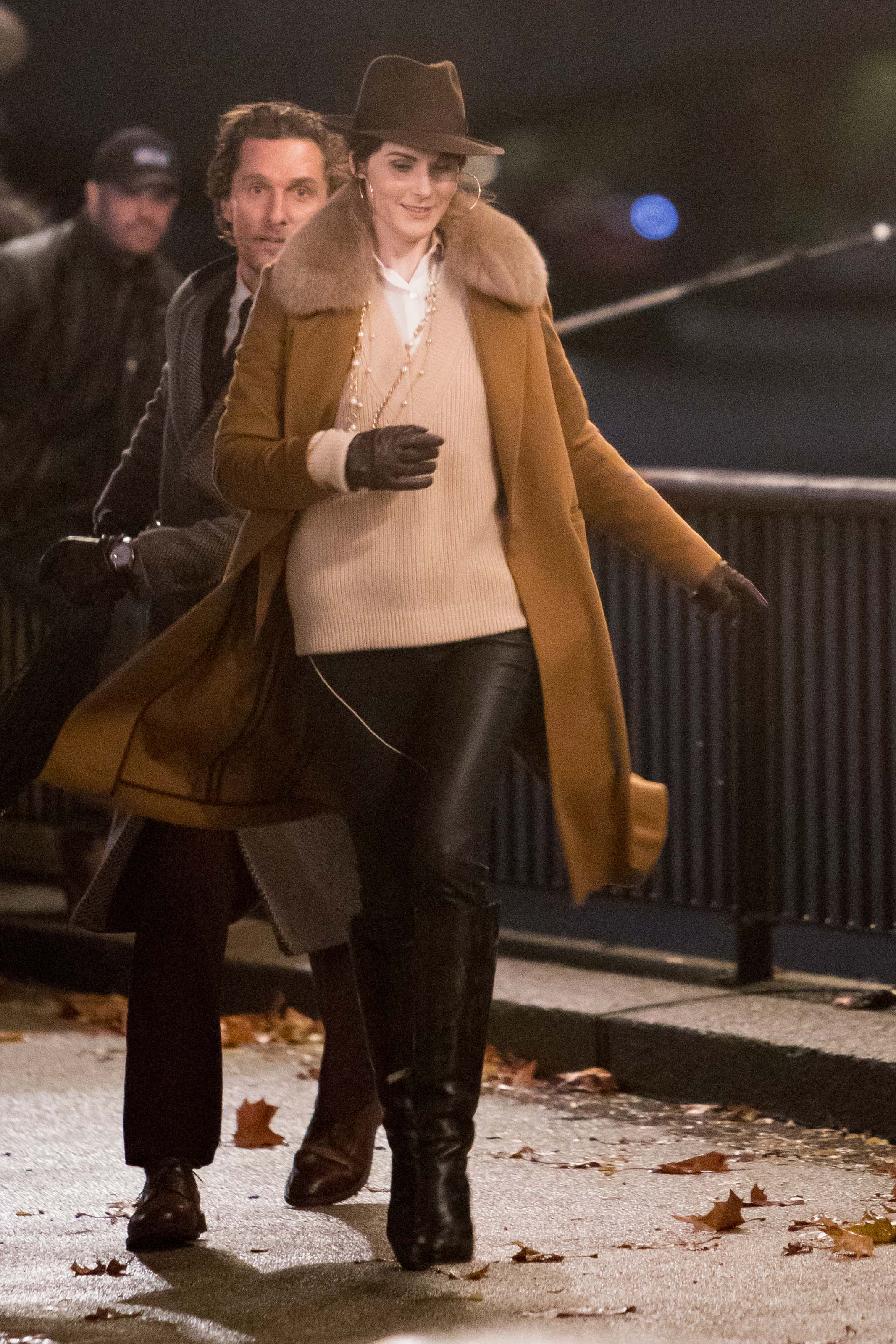 Michelle Dockery filing scenes on the banks of the Thames Southbank