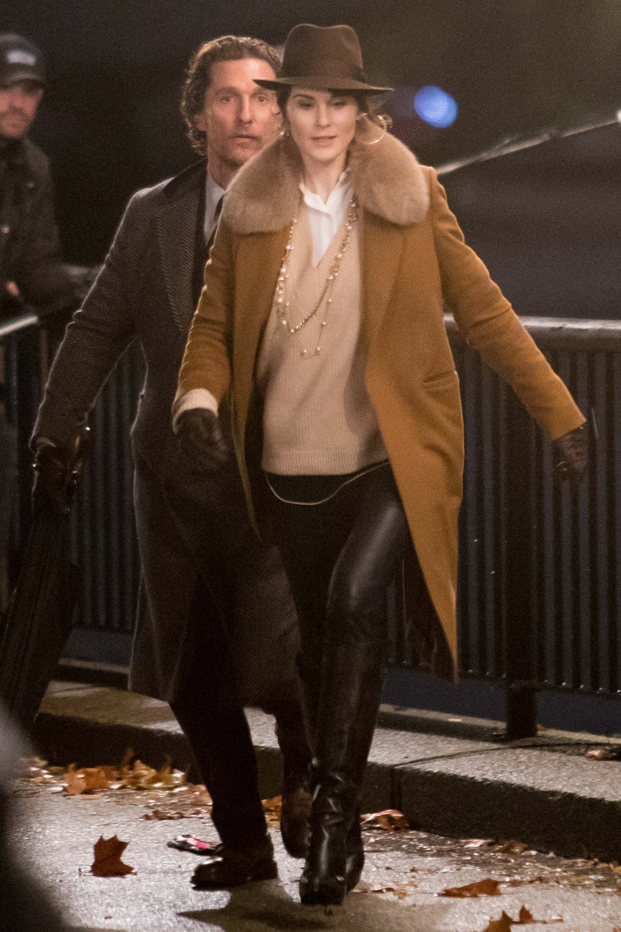 Michelle Dockery filing scenes on the banks of the Thames Southbank