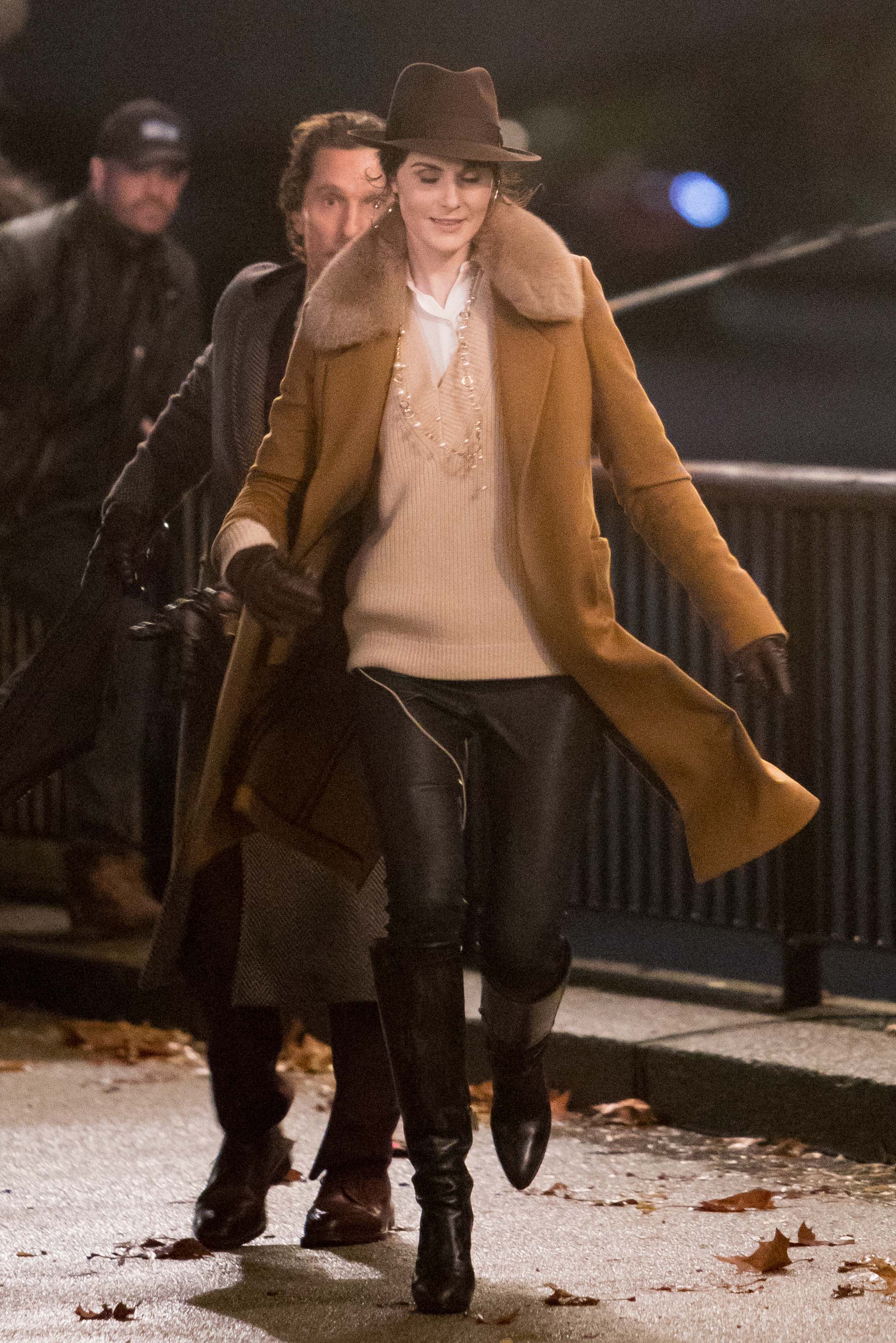 Michelle Dockery filing scenes on the banks of the Thames Southbank