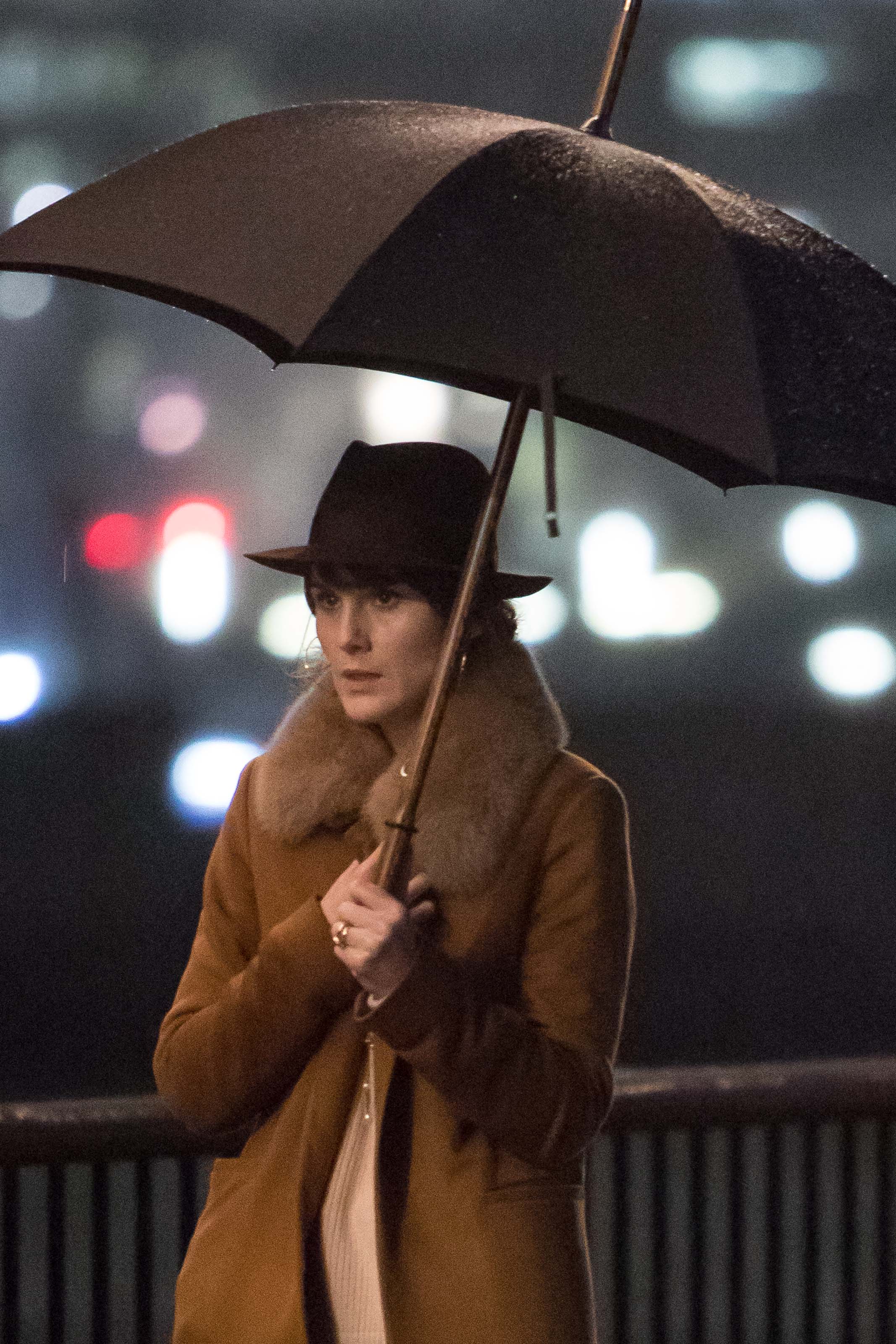 Michelle Dockery filing scenes on the banks of the Thames Southbank