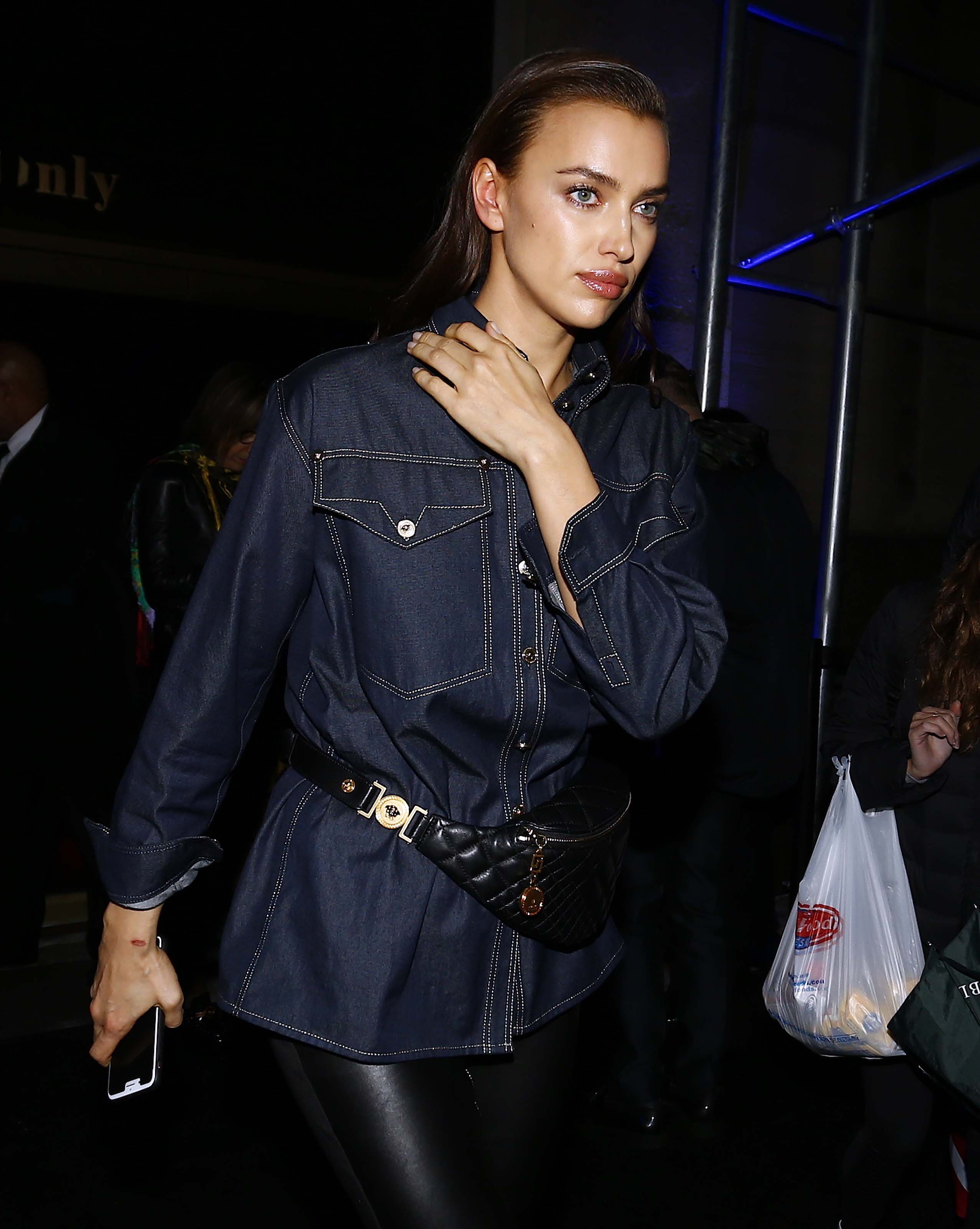 Irina Shayk seen at the Versace fashion show
