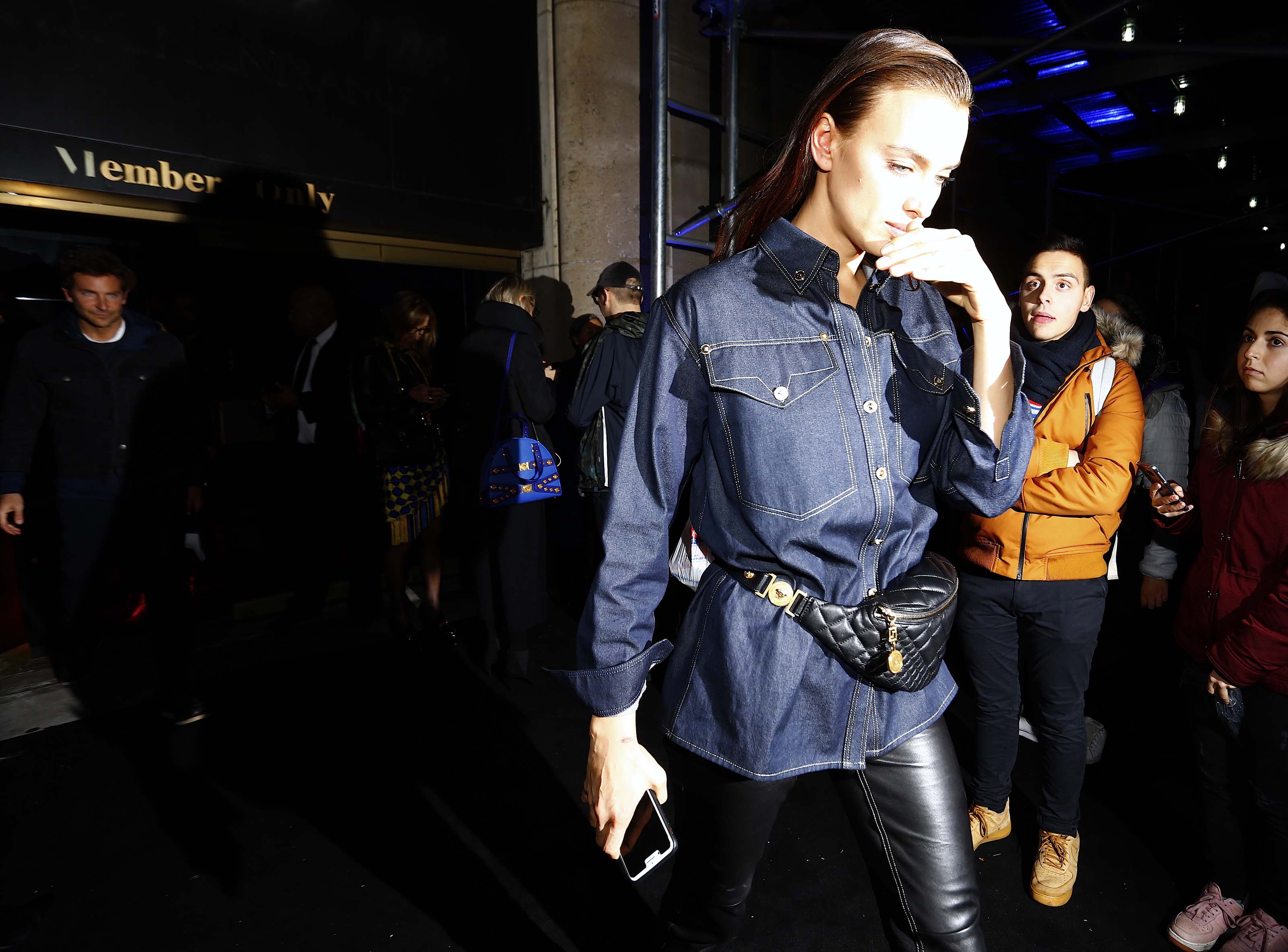 Irina Shayk seen at the Versace fashion show