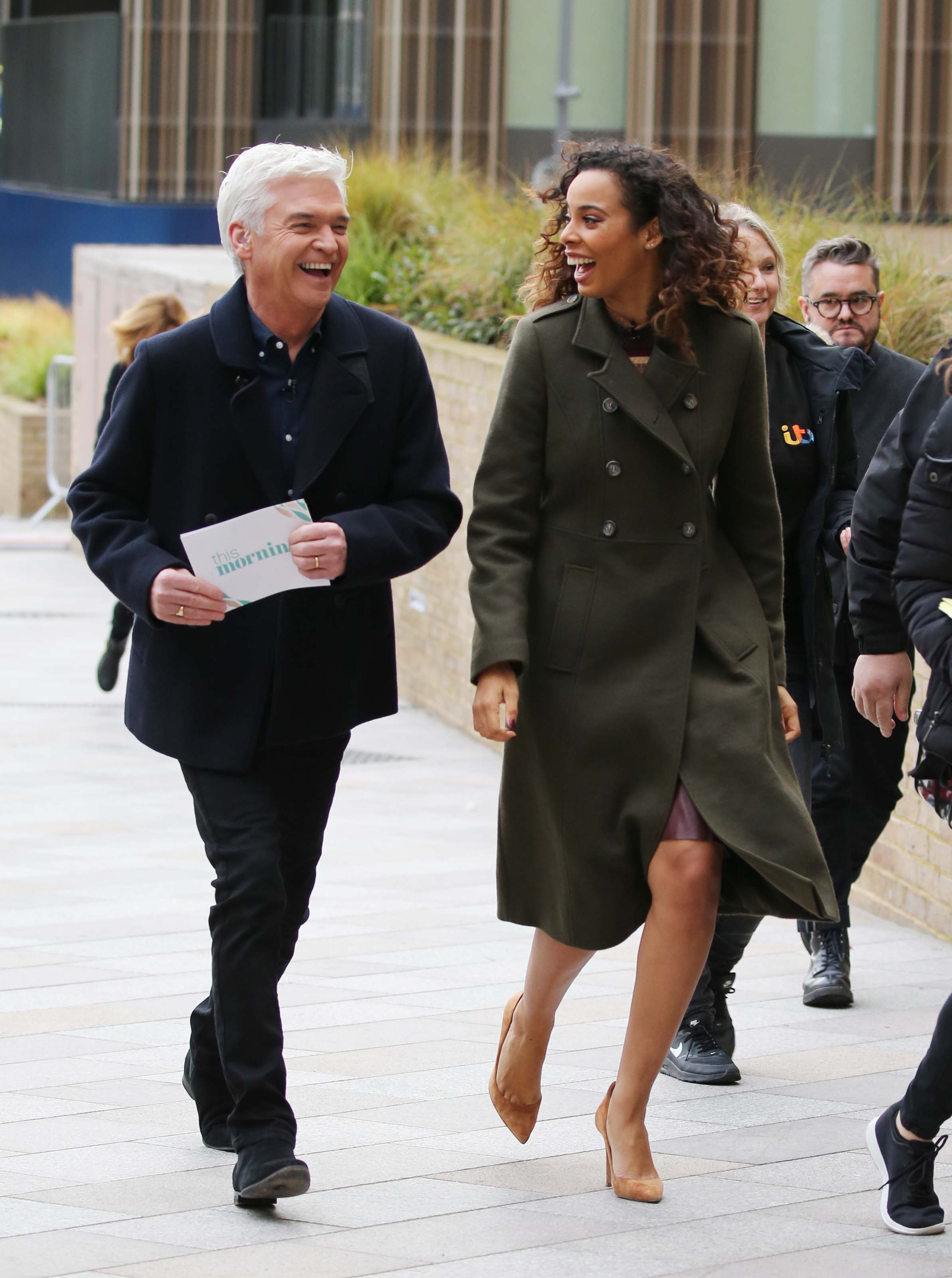 Rochelle Humes filming This Morning Outside ITV Studios