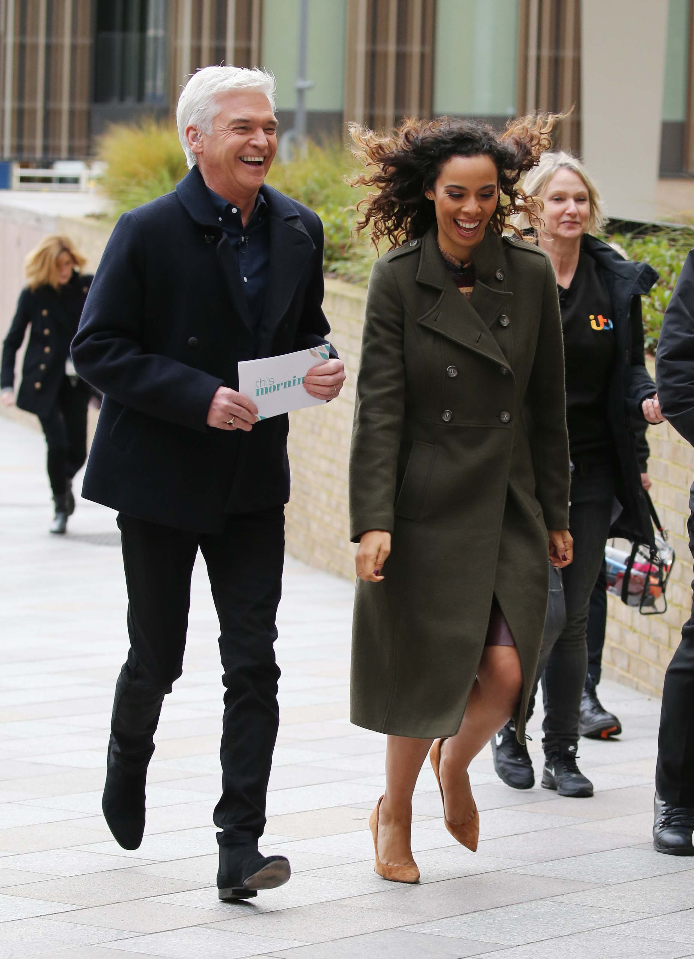 Rochelle Humes filming This Morning Outside ITV Studios