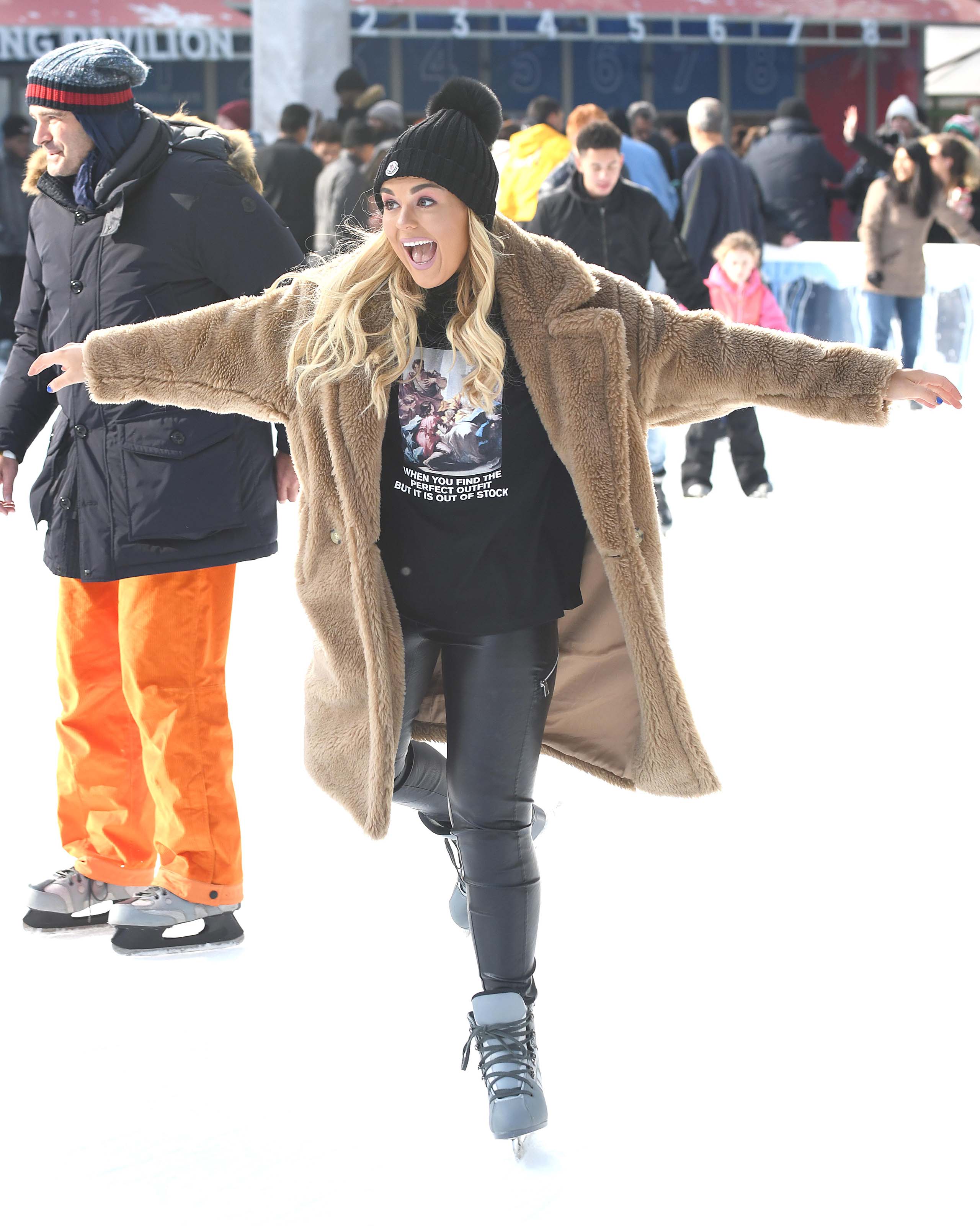 Tallia Storm ice skating in Bryant Park