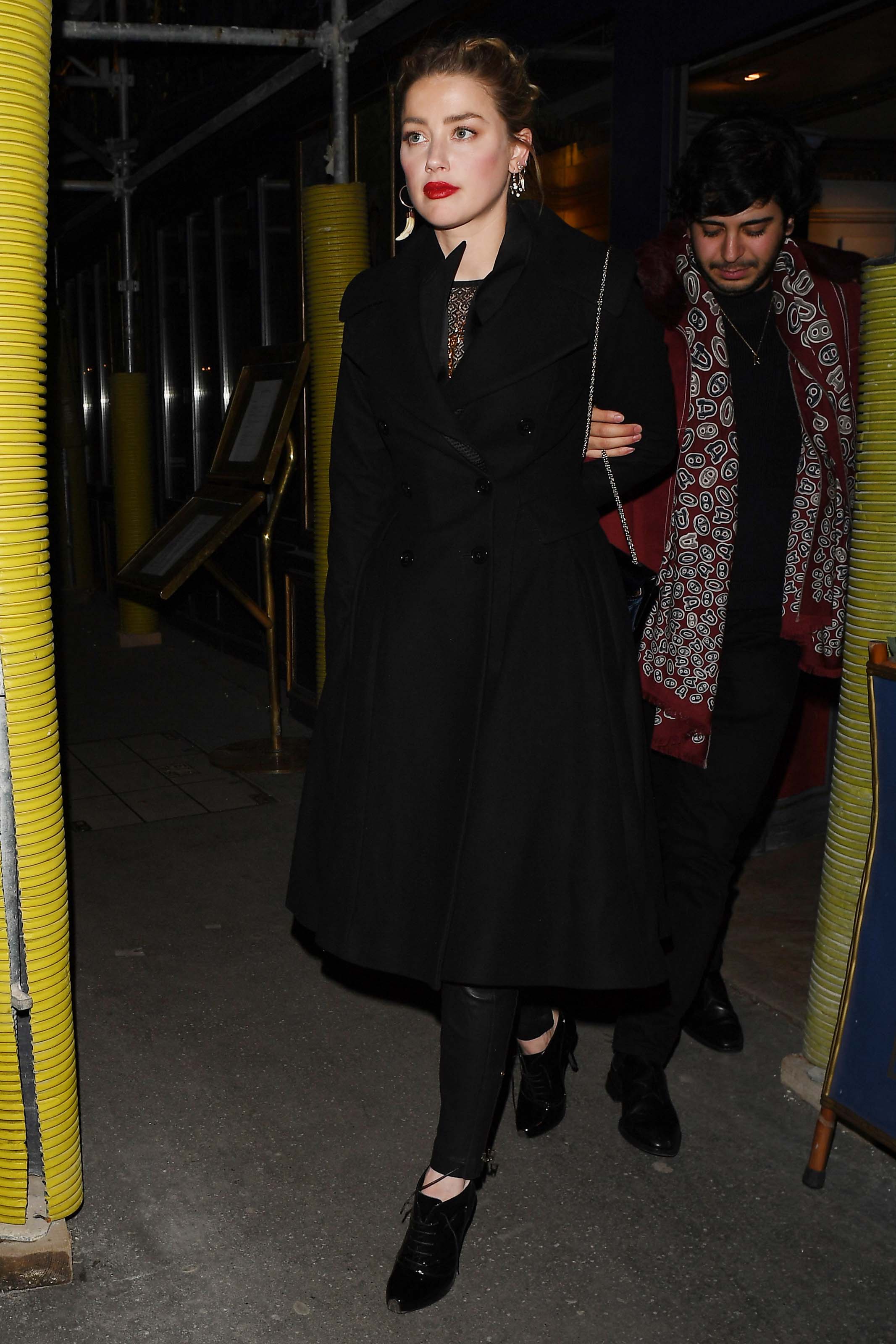 Amber Heard leaving Laperouse restaurant