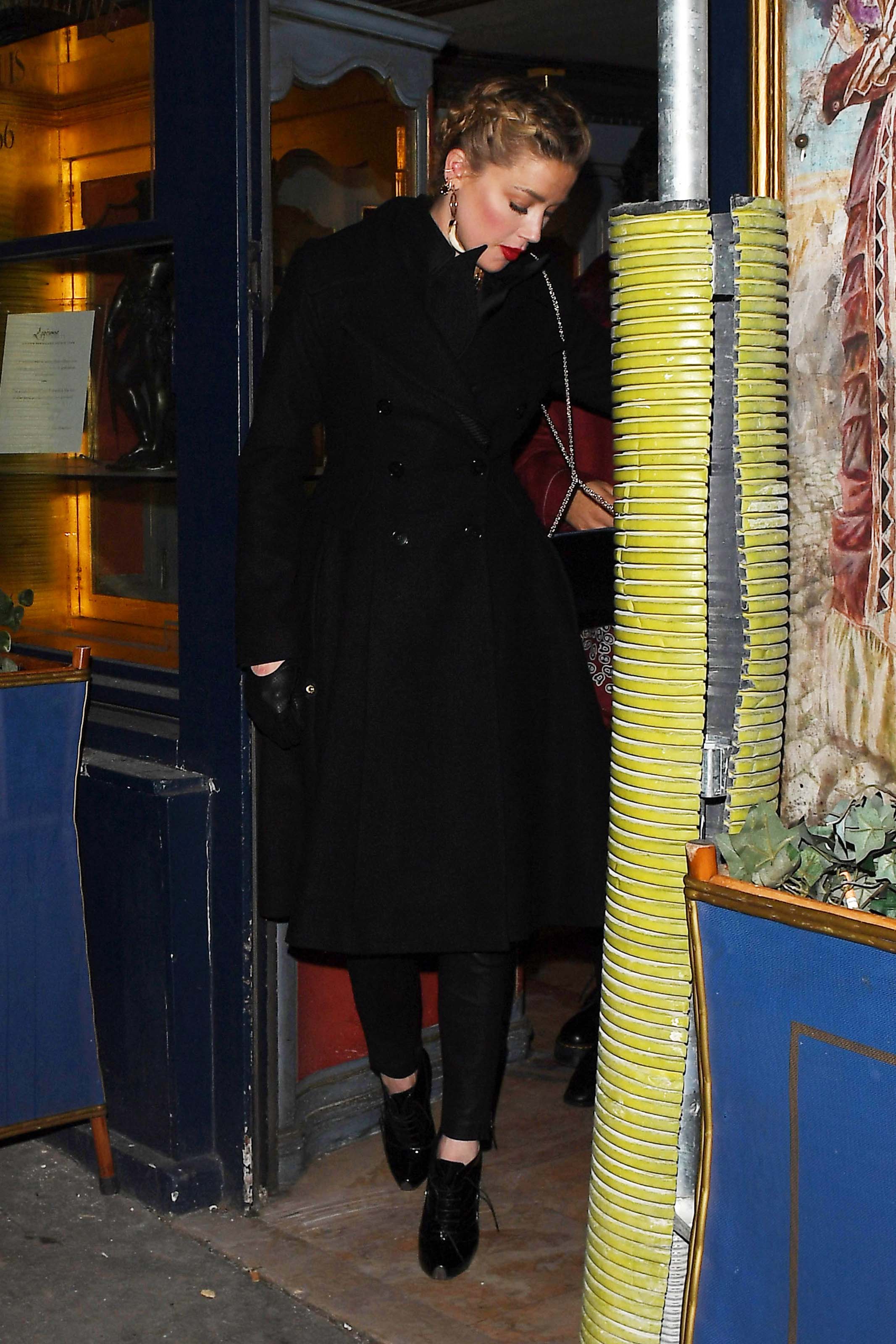 Amber Heard leaving Laperouse restaurant