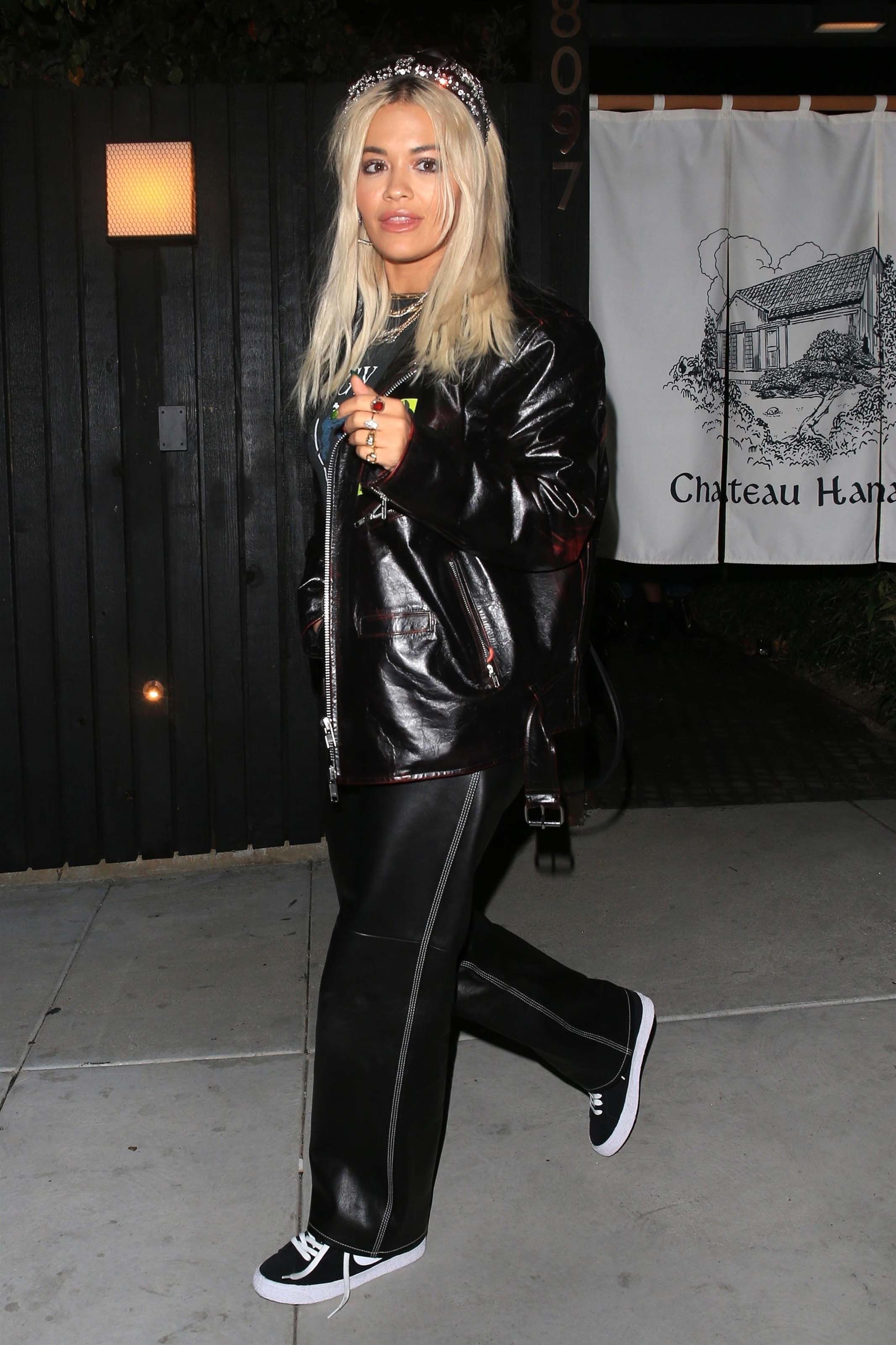 Rita Ora leaving Chateau Hanare