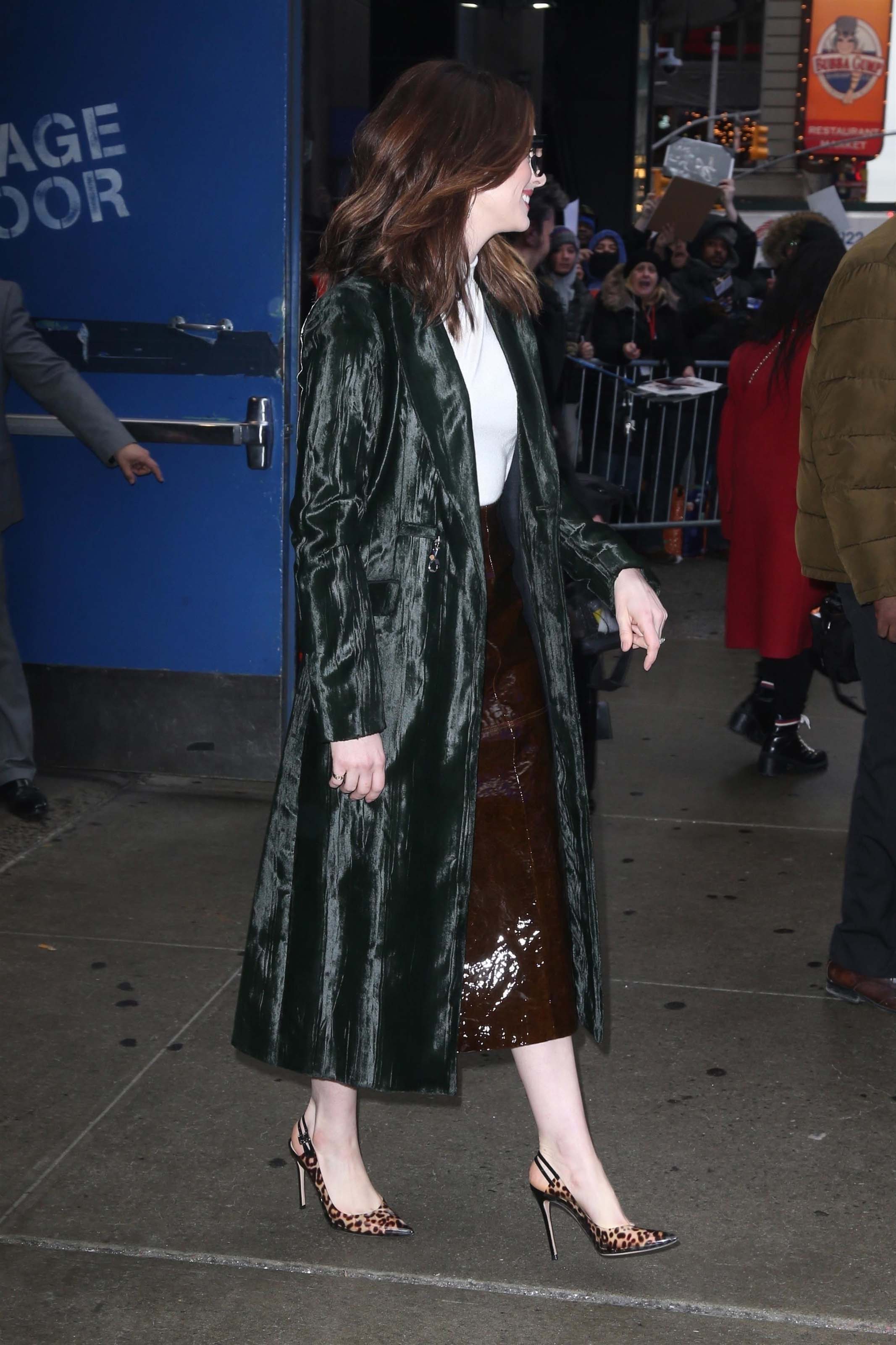 Anne Hathaway outside Good Morning America