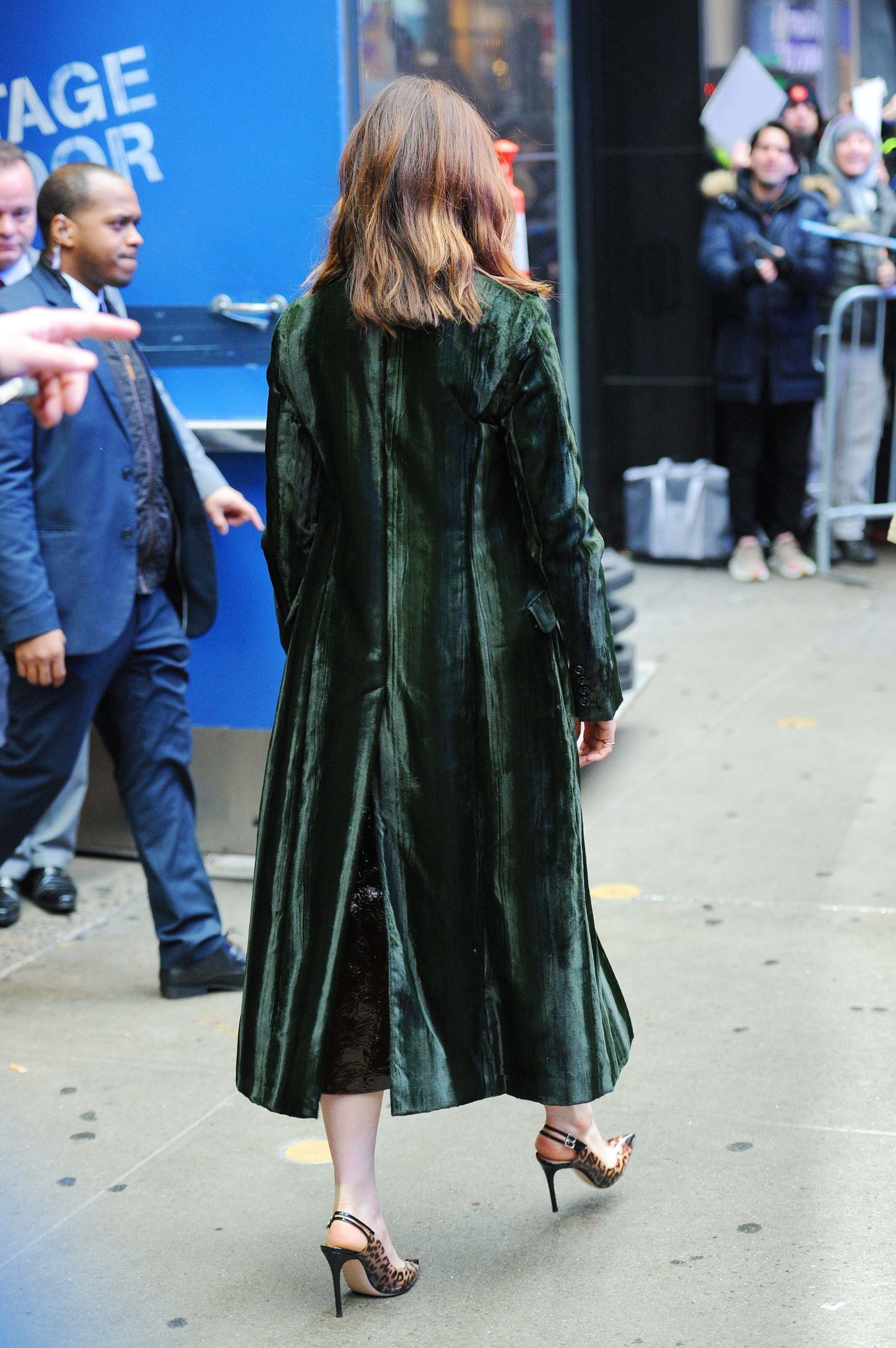 Anne Hathaway outside Good Morning America