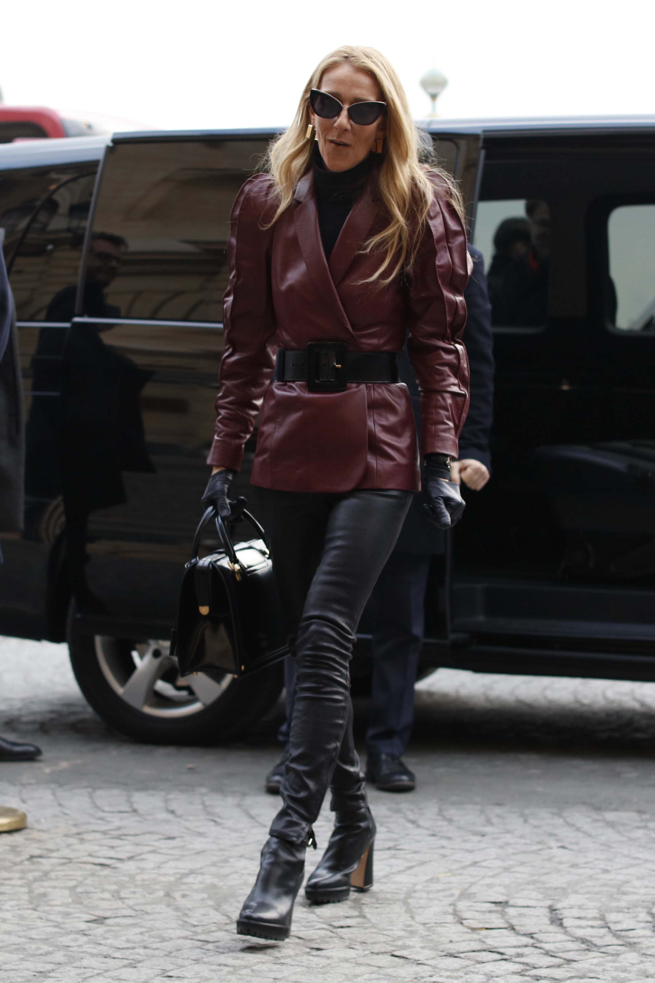 Celine Dion is seen leaves the GIVENCHY office building