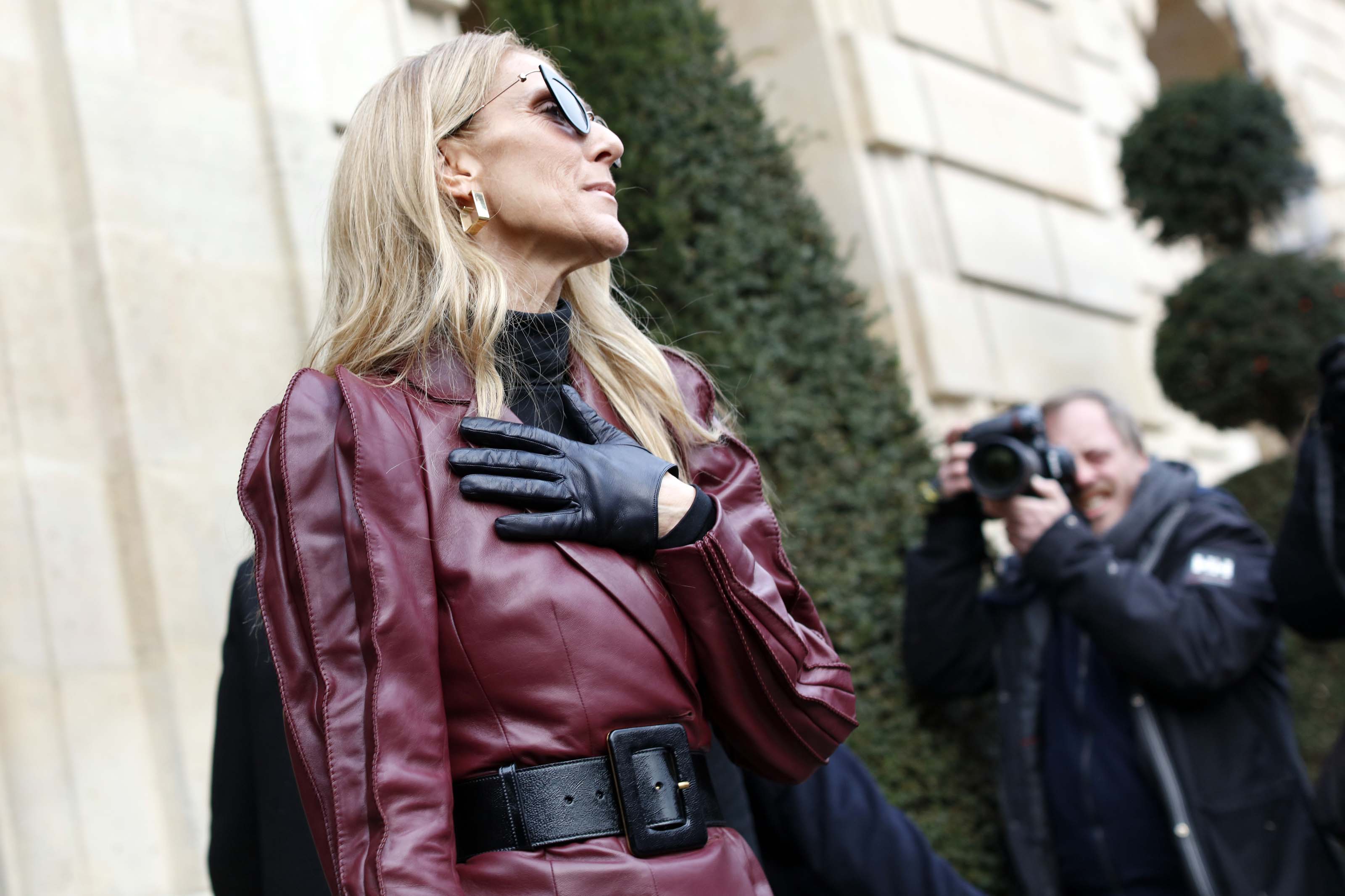 Celine Dion is seen leaves the GIVENCHY office building