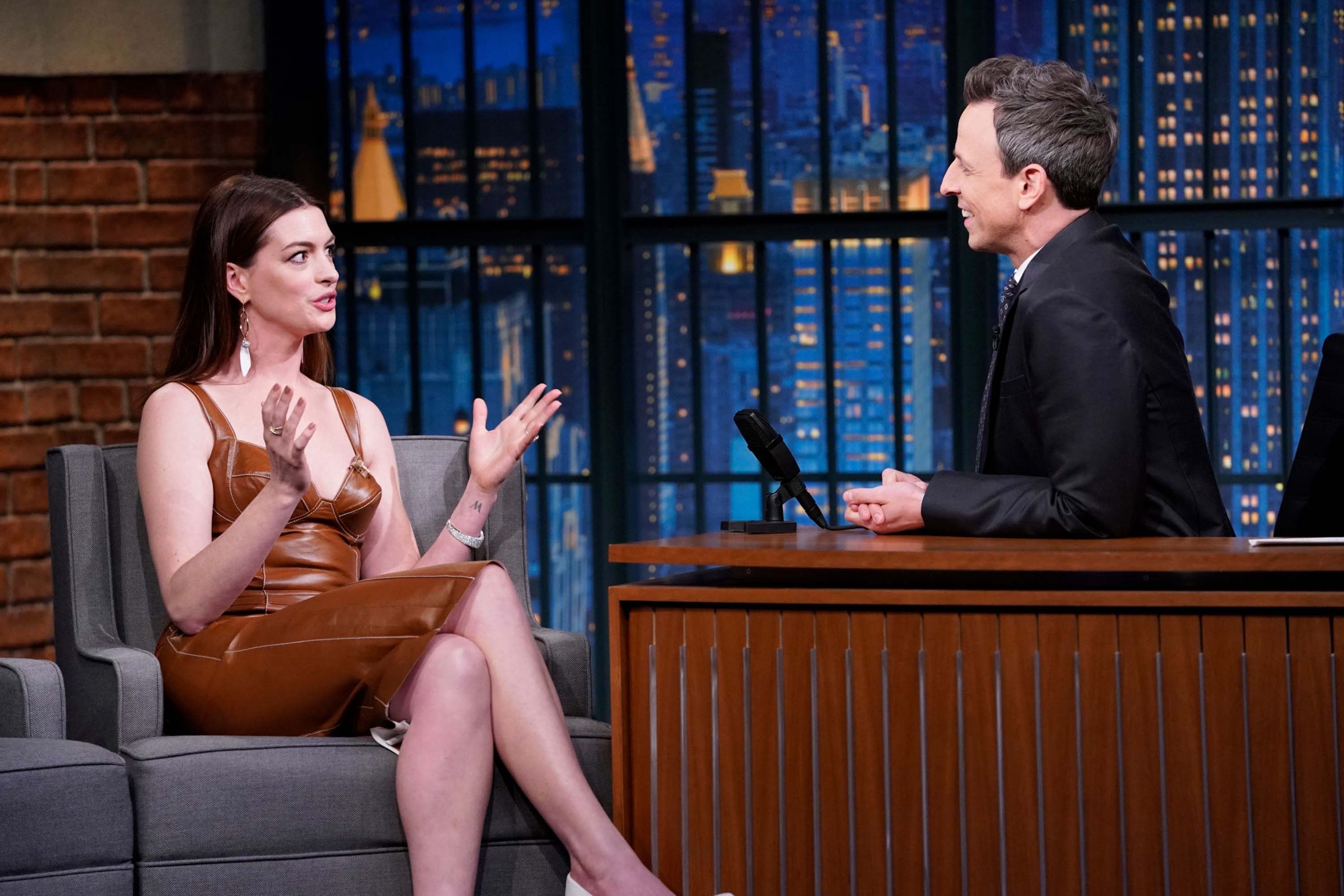 Anne Hathaway attends Late Night With Seth Meyers