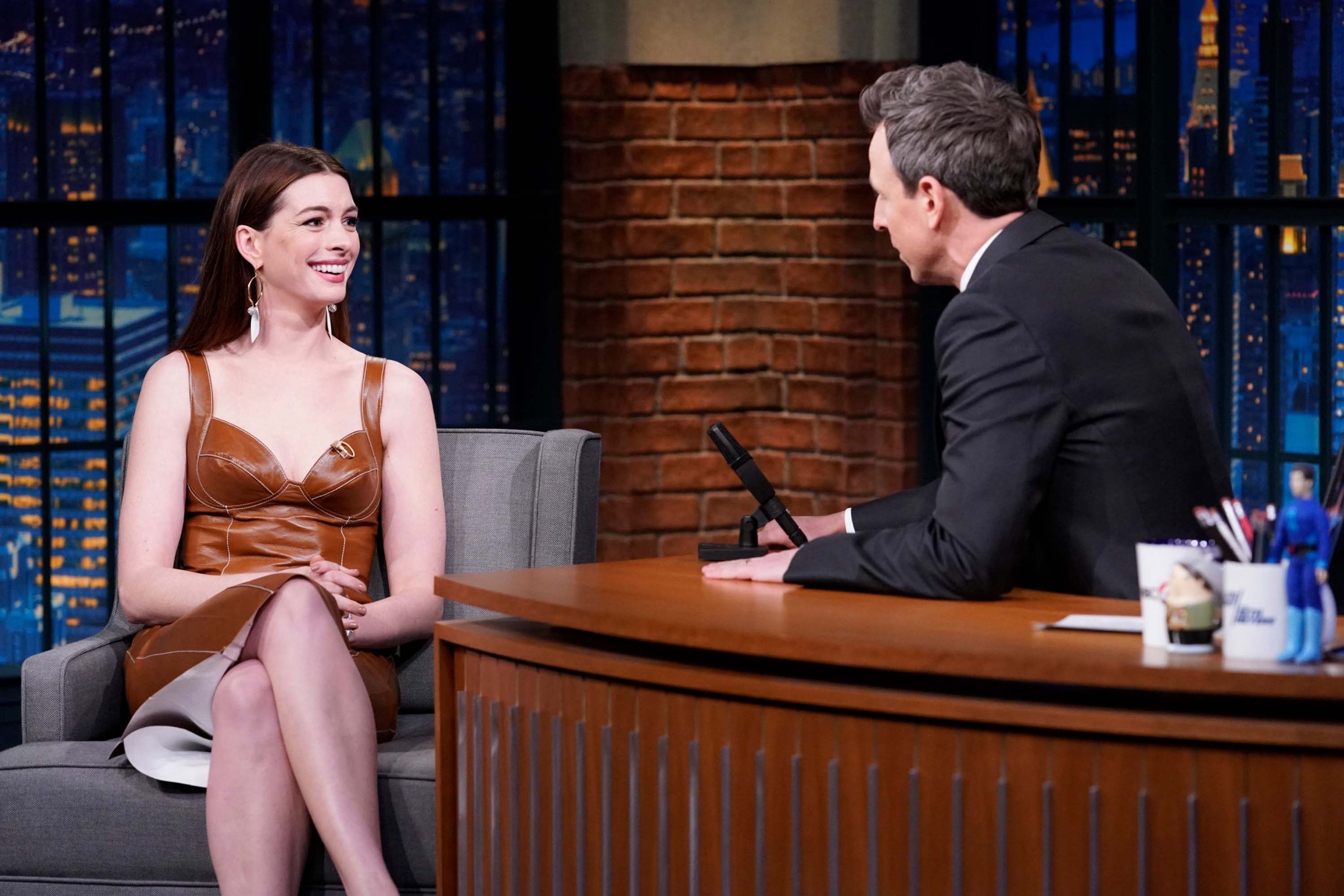 Anne Hathaway attends Late Night With Seth Meyers