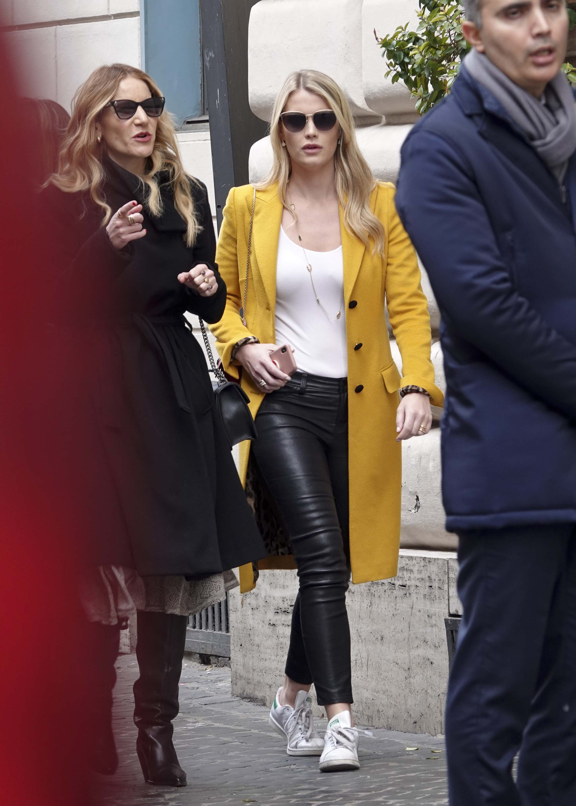 Kitty Spencer spotted wearing a yellow coat while in Rome