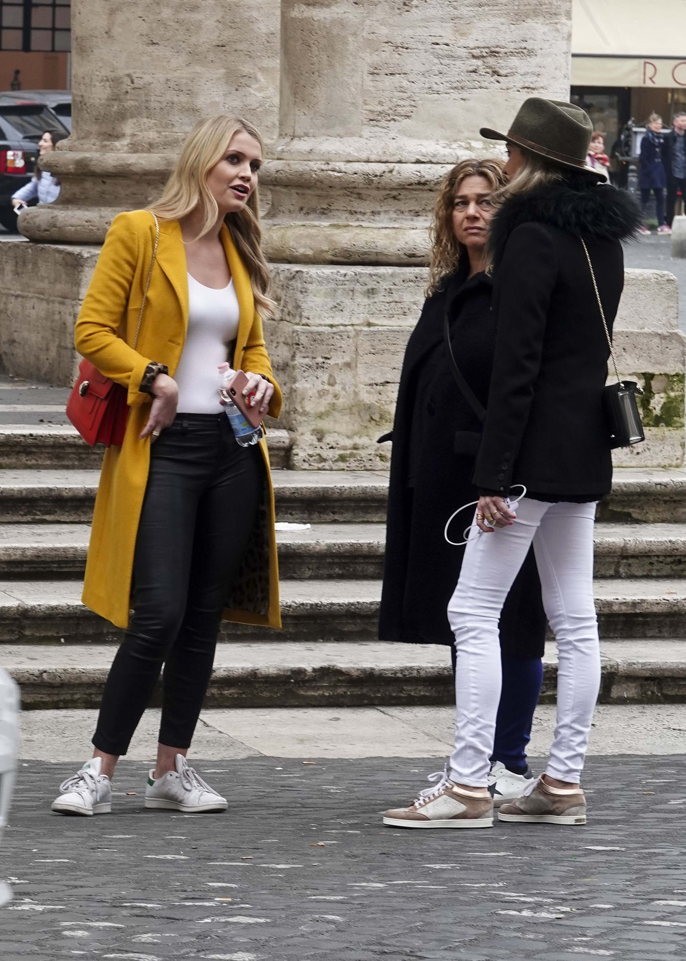 Kitty Spencer spotted wearing a yellow coat while in Rome