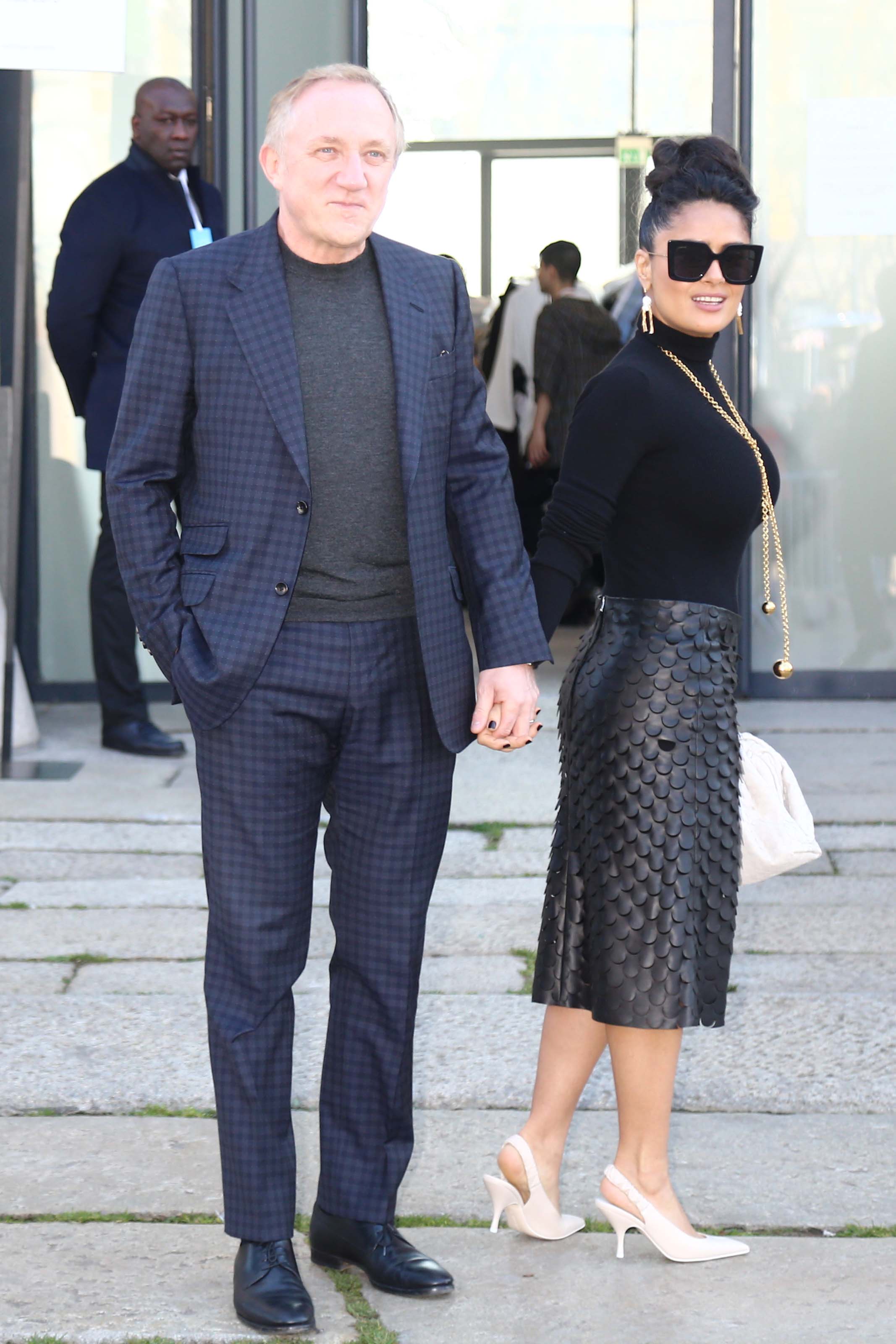 Salma Hayek leaving the Bottega Veneta Show