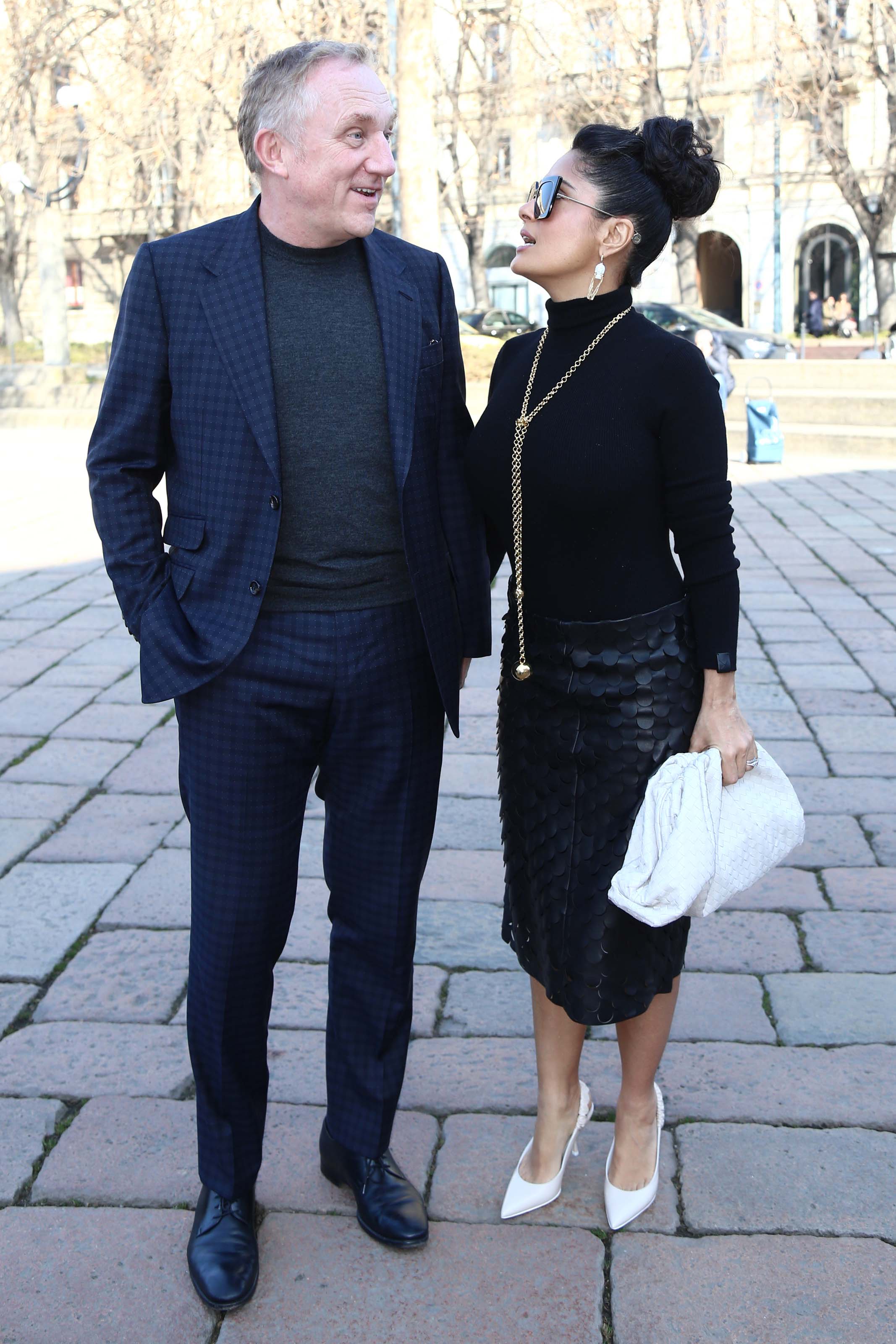 Salma Hayek leaving the Bottega Veneta Show