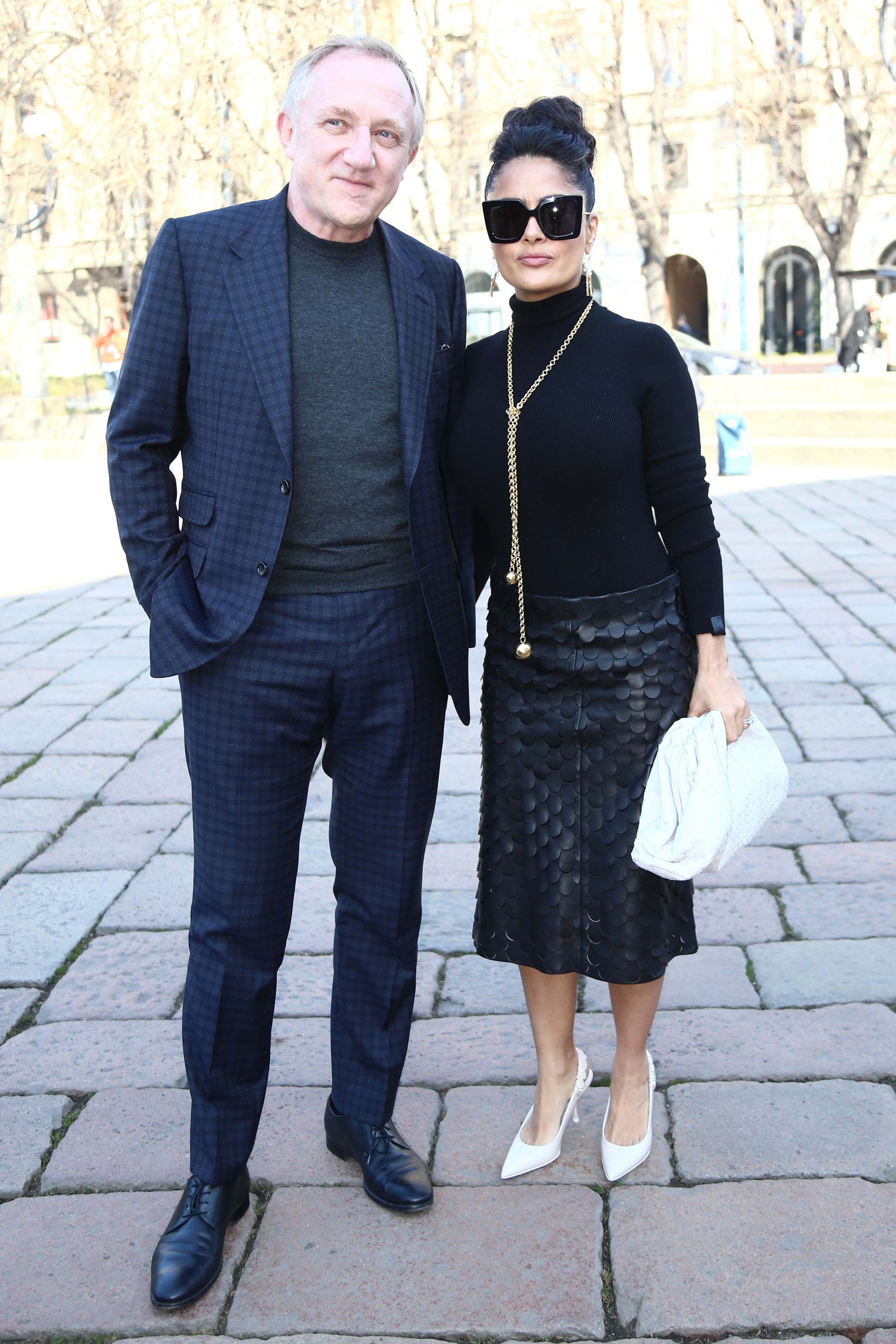 Salma Hayek leaving the Bottega Veneta Show