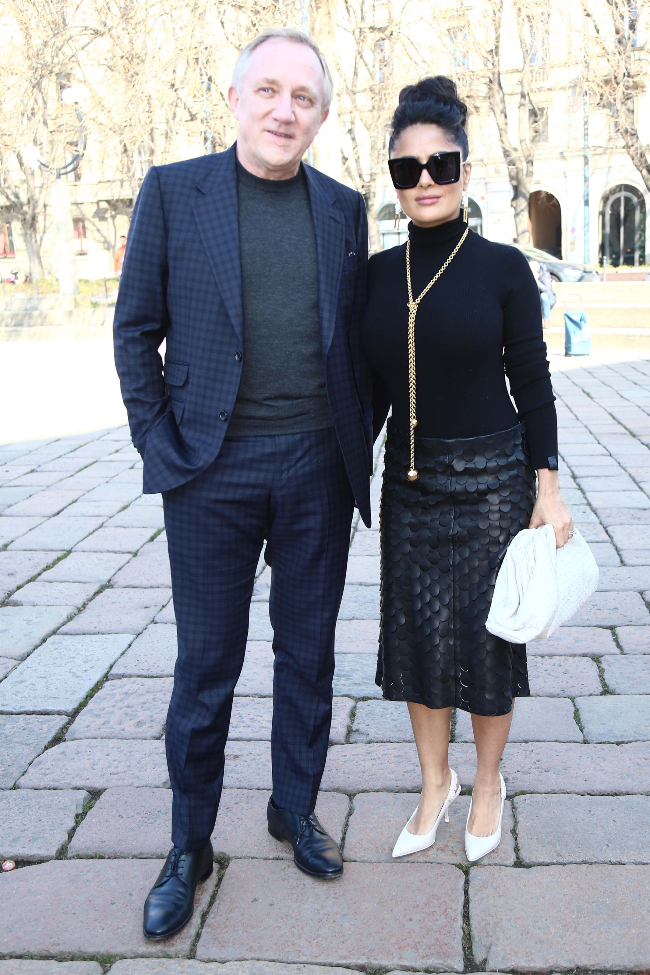 Salma Hayek leaving the Bottega Veneta Show