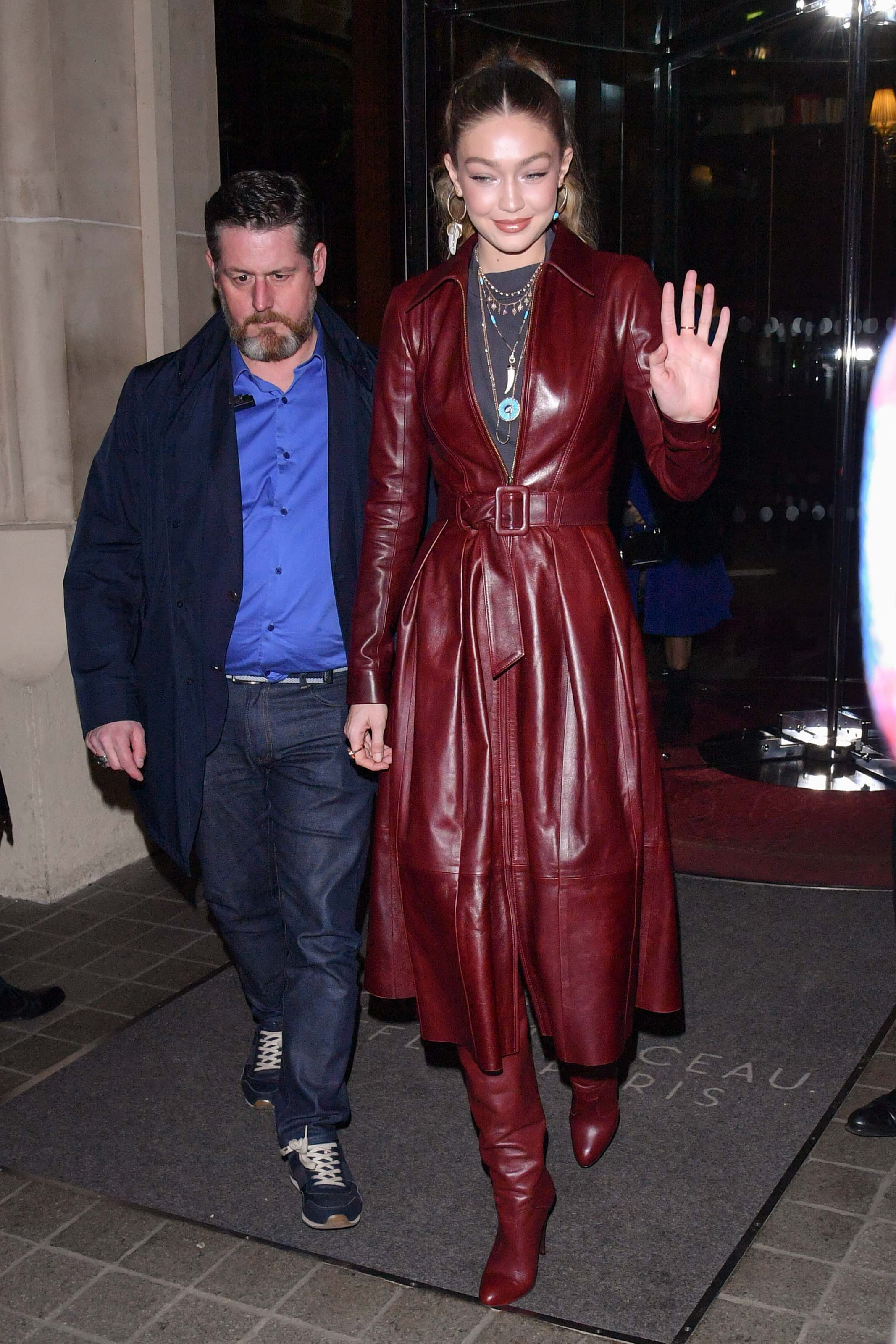 Gigi Hadid arriving at Tommy Hilfiger fashion show