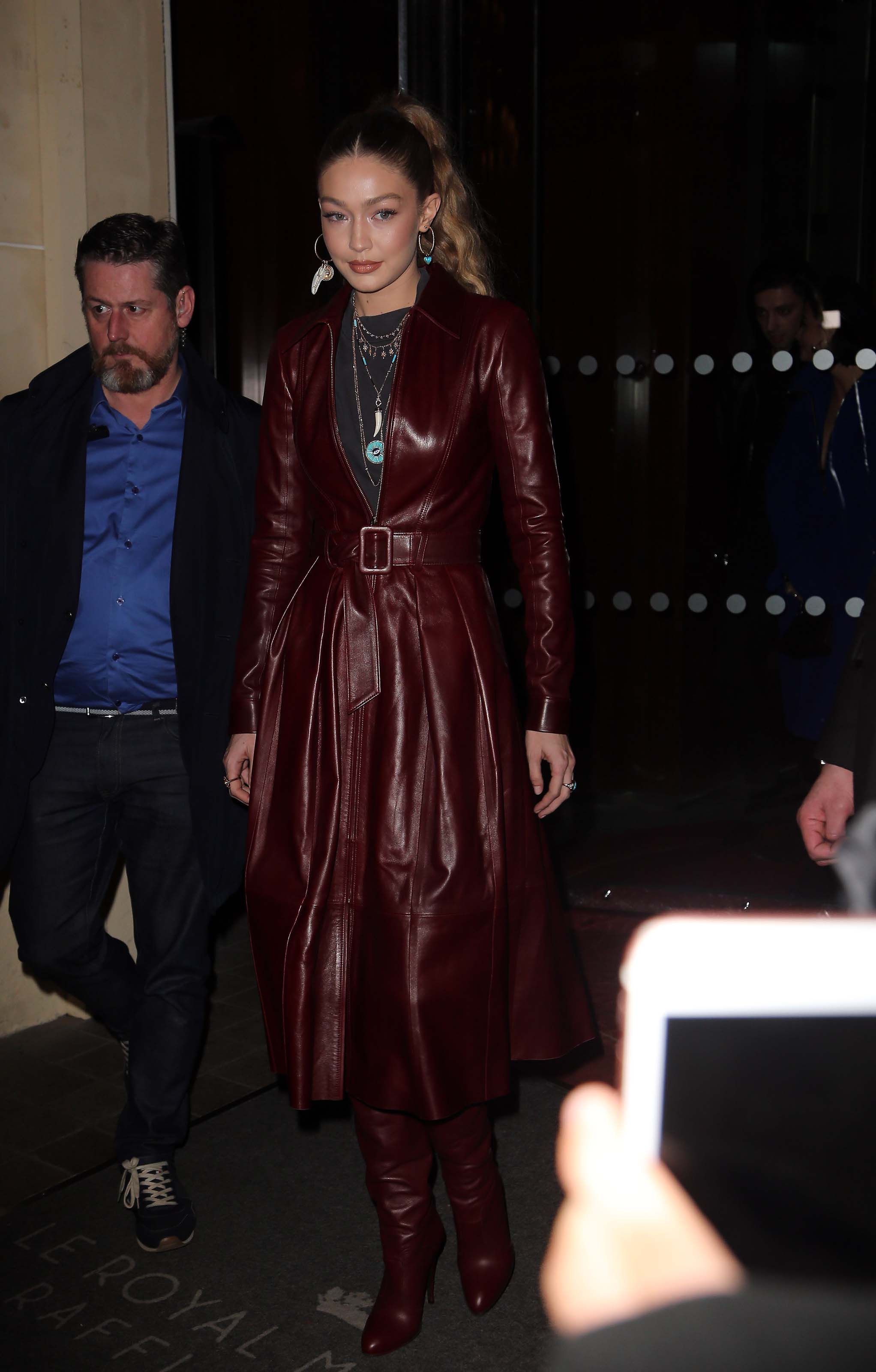 Gigi Hadid arriving at Tommy Hilfiger fashion show