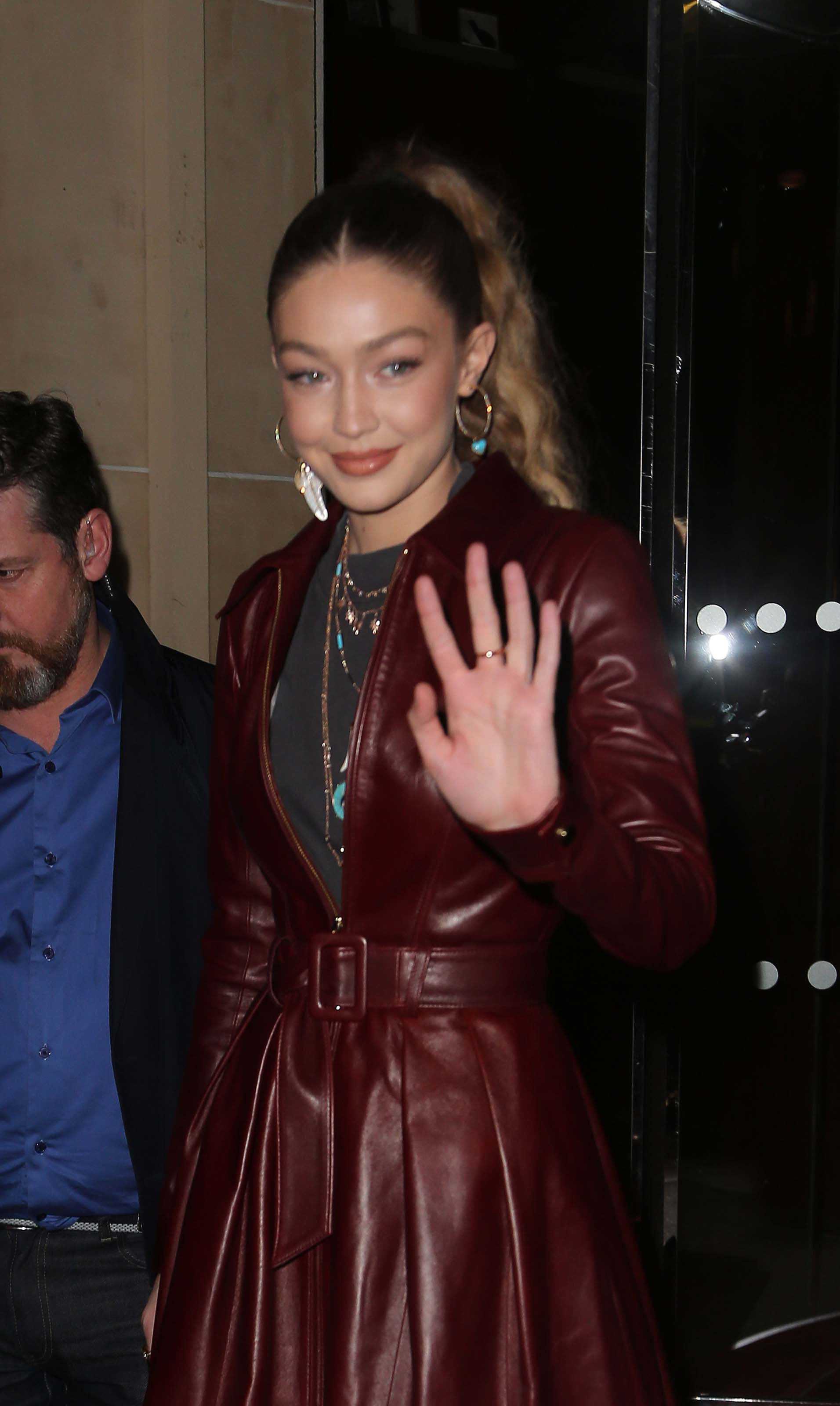 Gigi Hadid arriving at Tommy Hilfiger fashion show