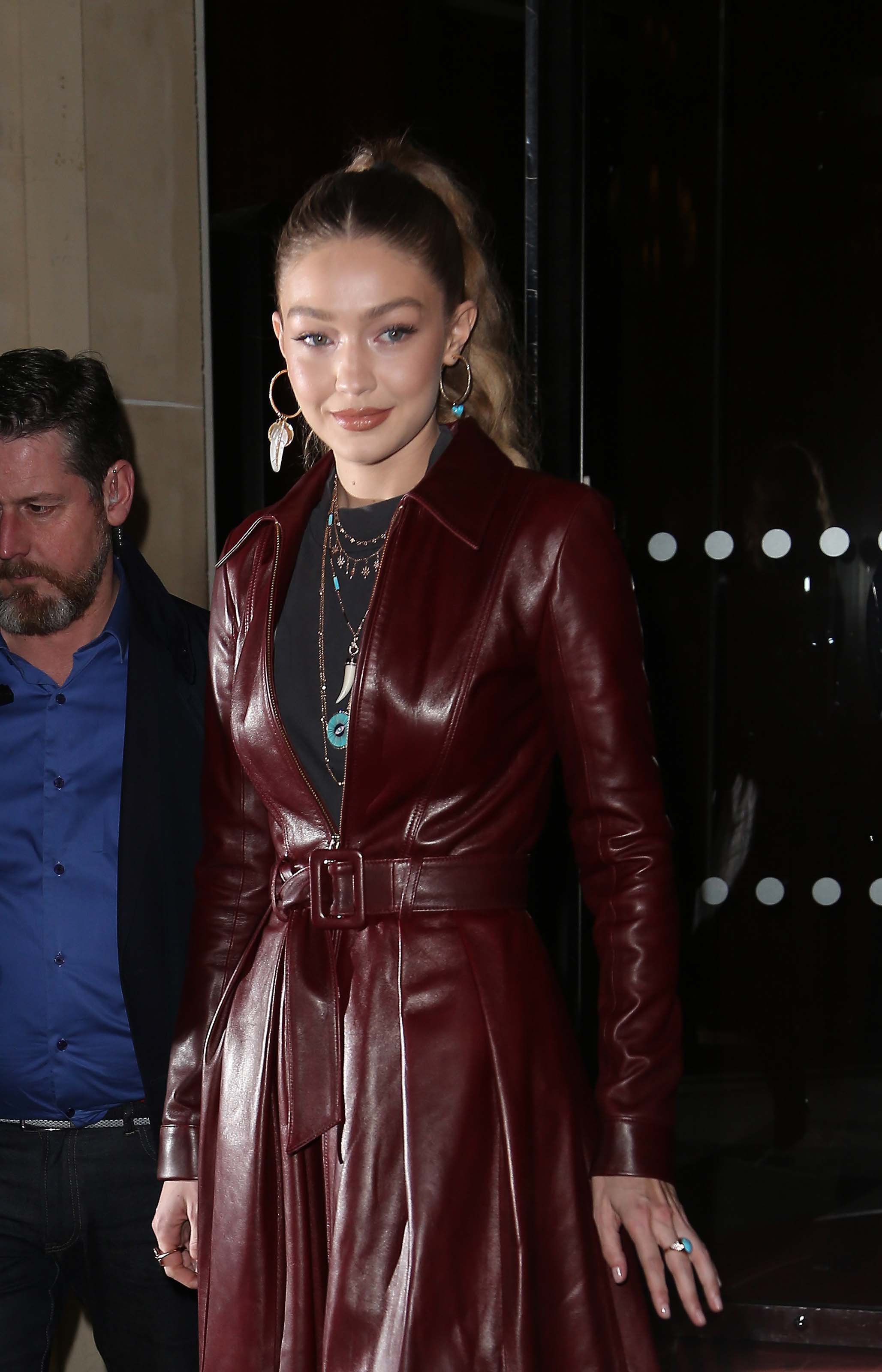 Gigi Hadid arriving at Tommy Hilfiger fashion show