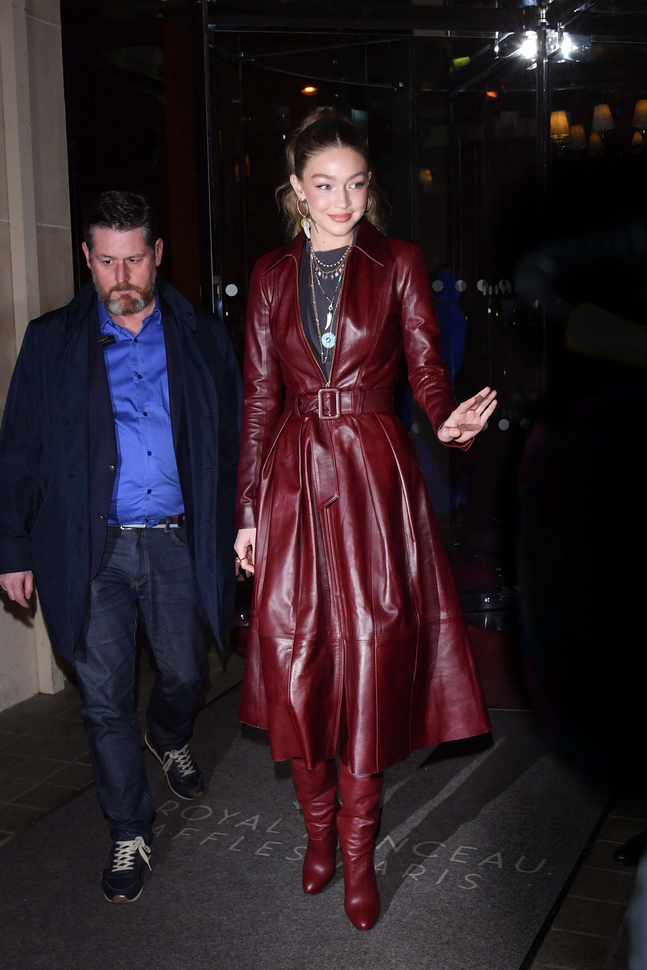 Gigi Hadid arriving at Tommy Hilfiger fashion show