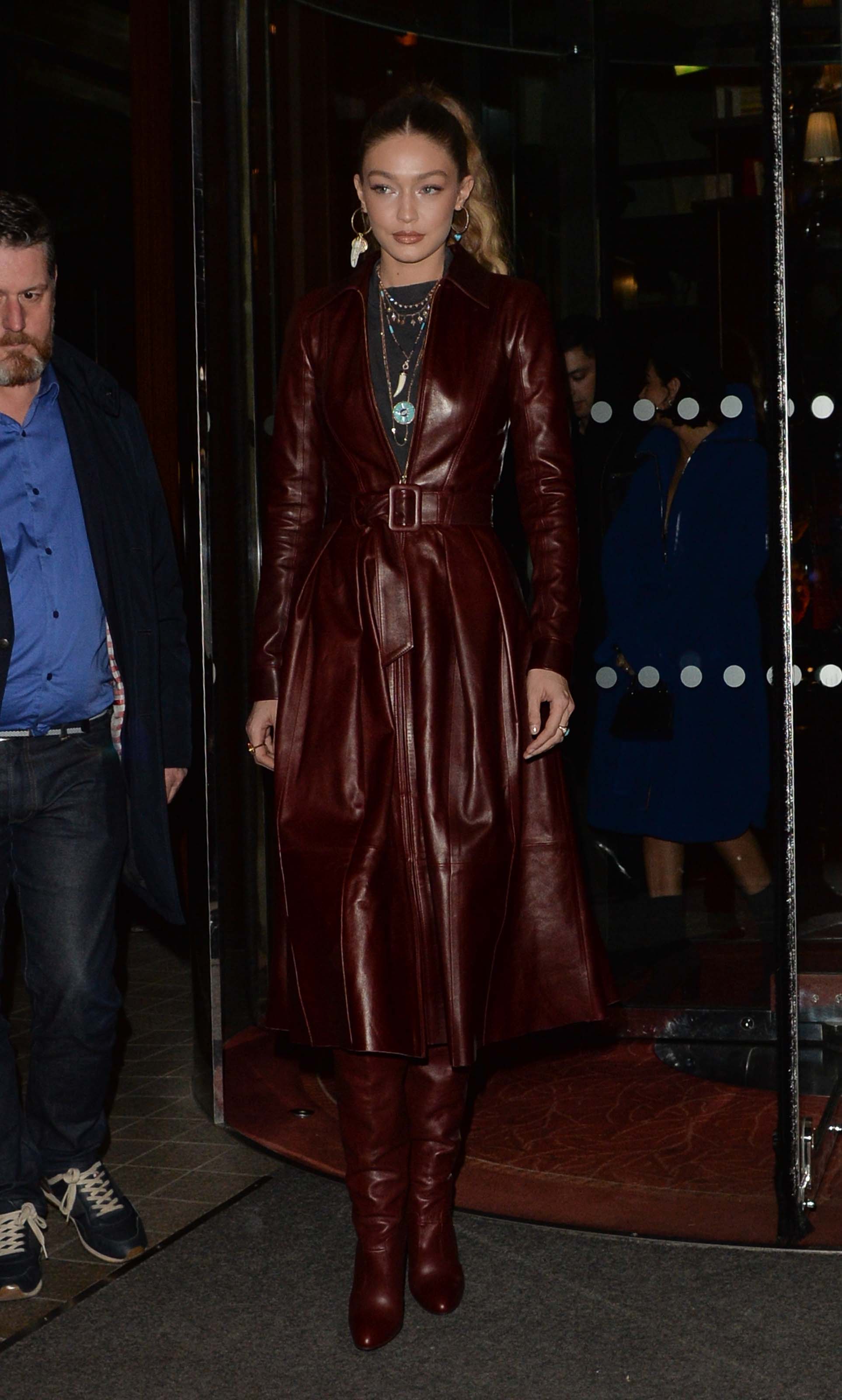Gigi Hadid arriving at Tommy Hilfiger fashion show