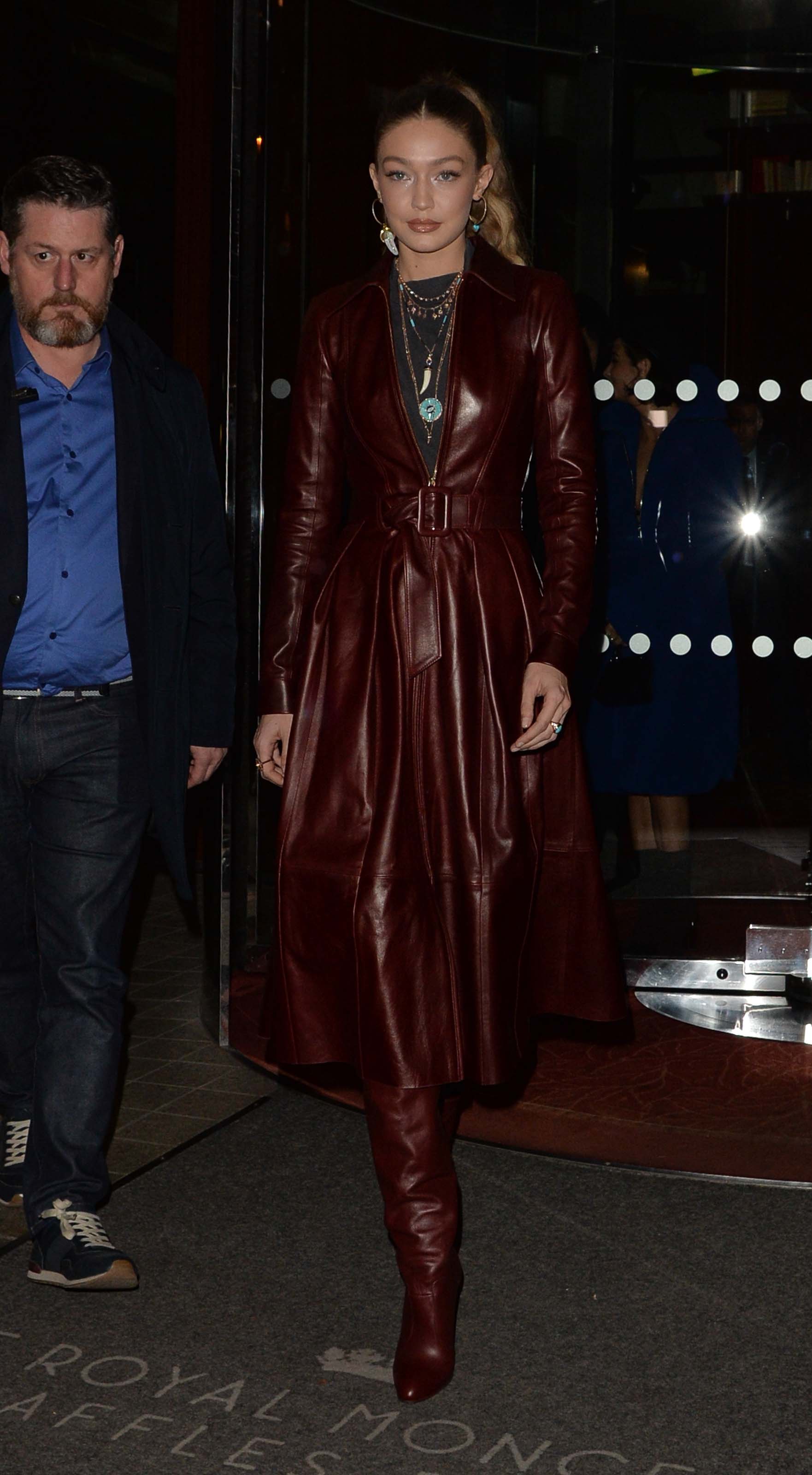 Gigi Hadid arriving at Tommy Hilfiger fashion show