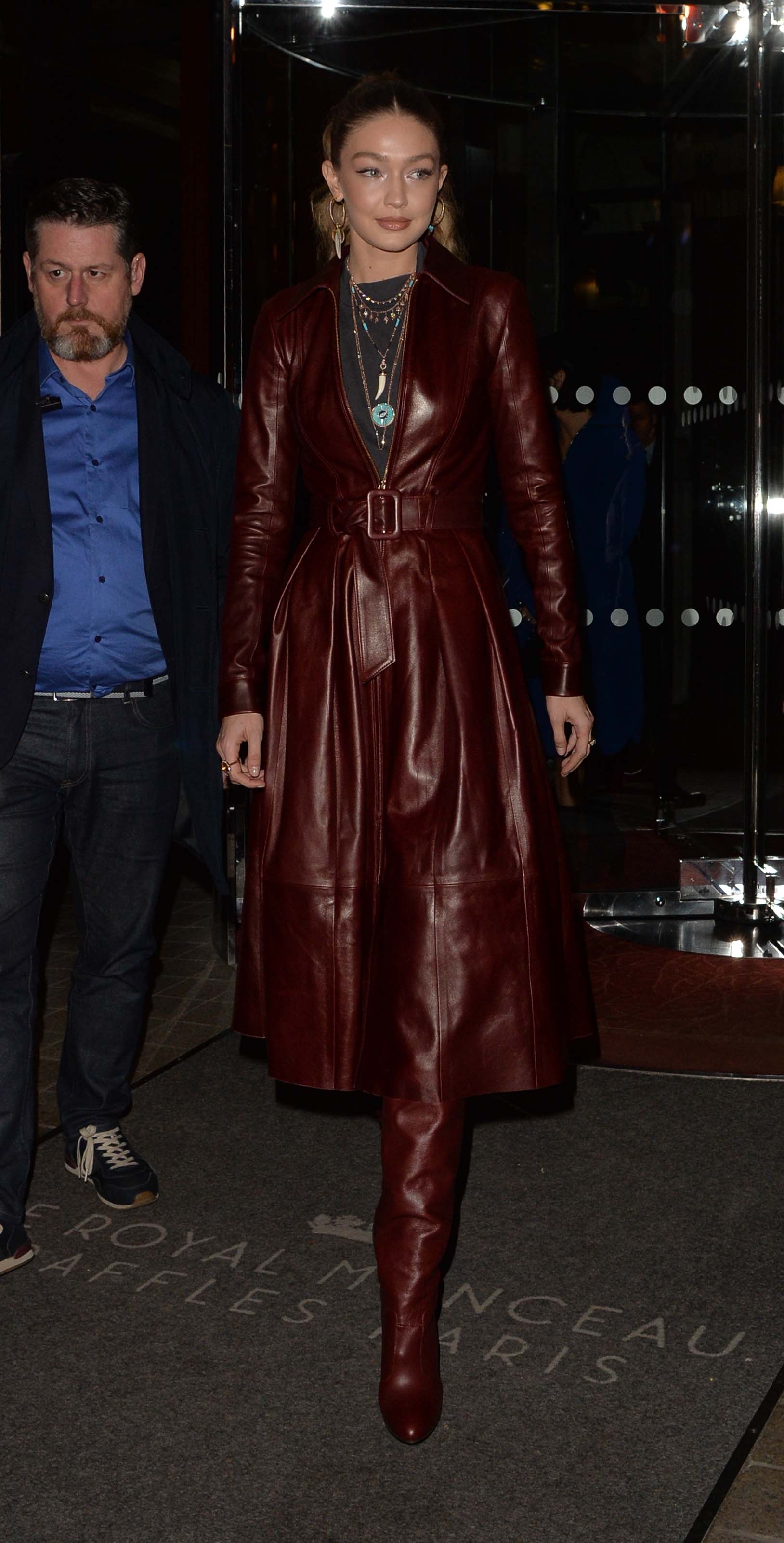 Gigi Hadid arriving at Tommy Hilfiger fashion show