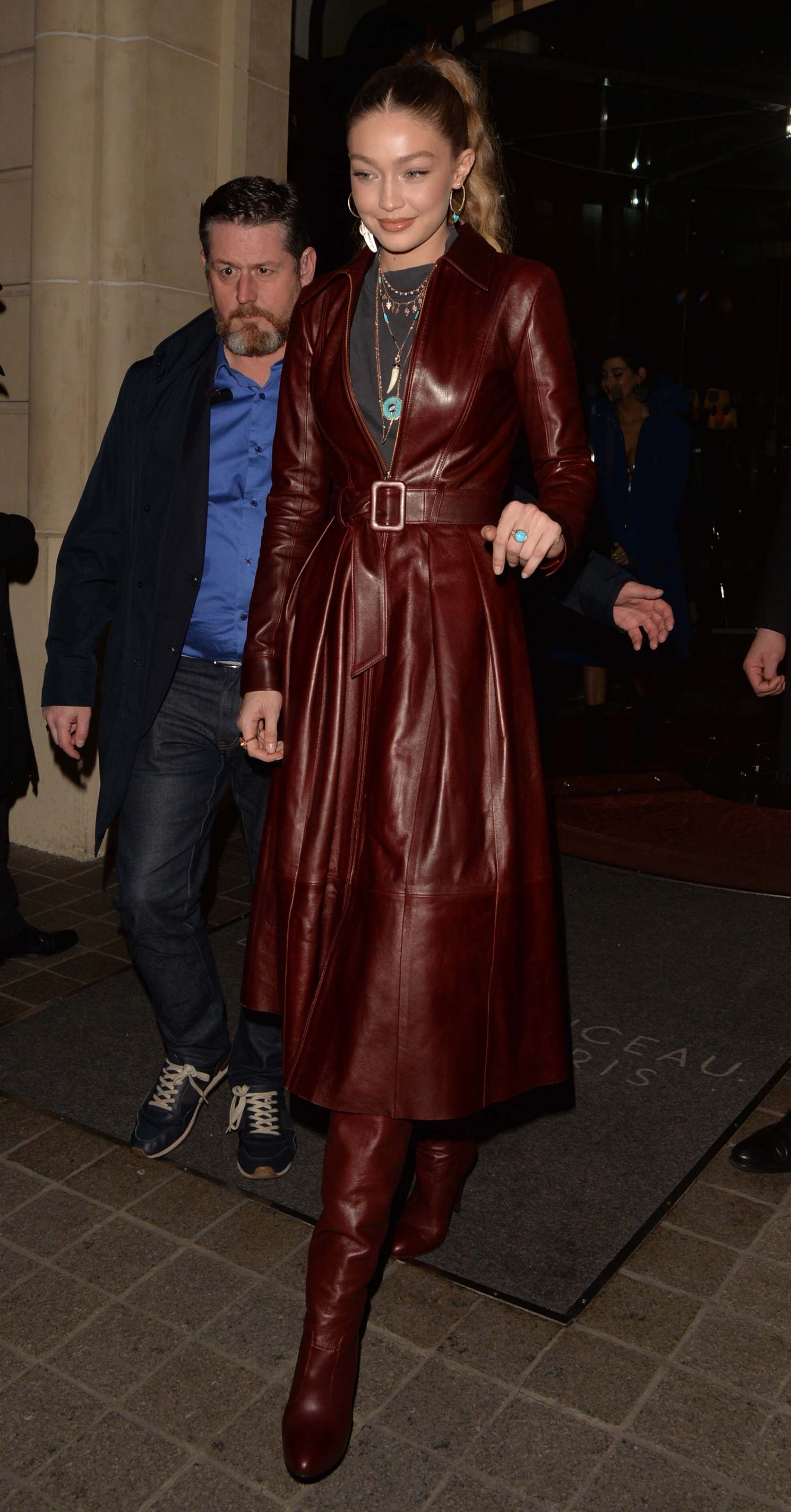 Gigi Hadid arriving at Tommy Hilfiger fashion show