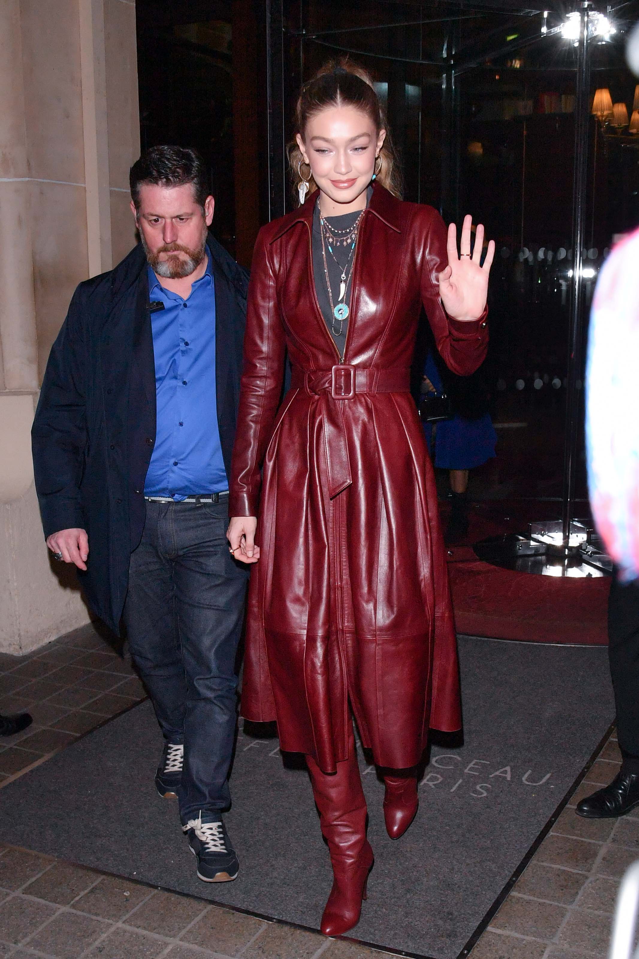 Gigi Hadid arriving at Tommy Hilfiger fashion show